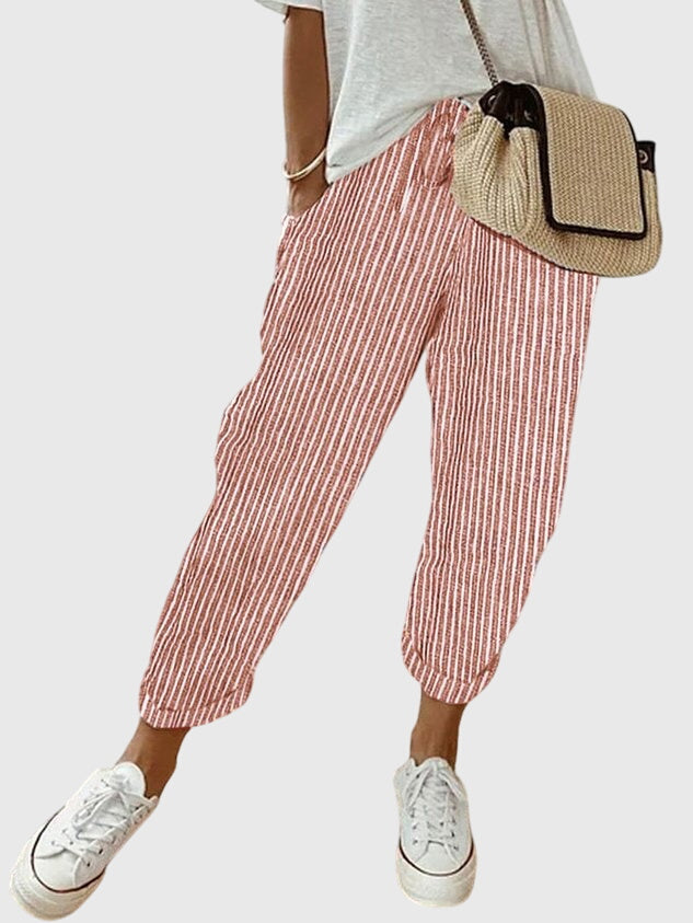 Mujer Pantalones Ligera Tela Alta Cintura Ajuste Relajado 5