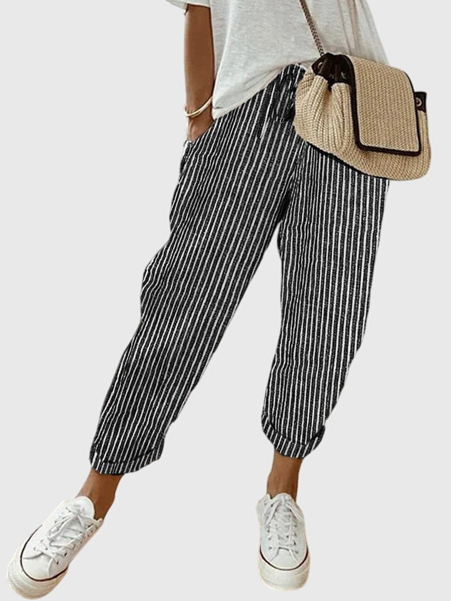 Mujer Pantalones Ligera Tela Alta Cintura Ajuste Relajado 7