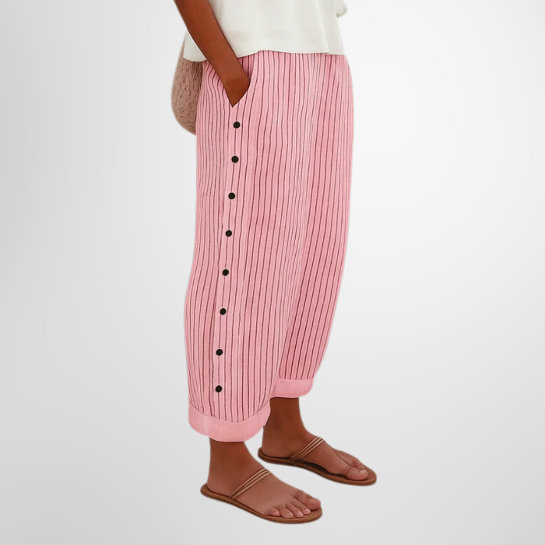 Mujer Pantalones de Pierna Ancha Algodón Cintura Elástica Casual Elegante 3