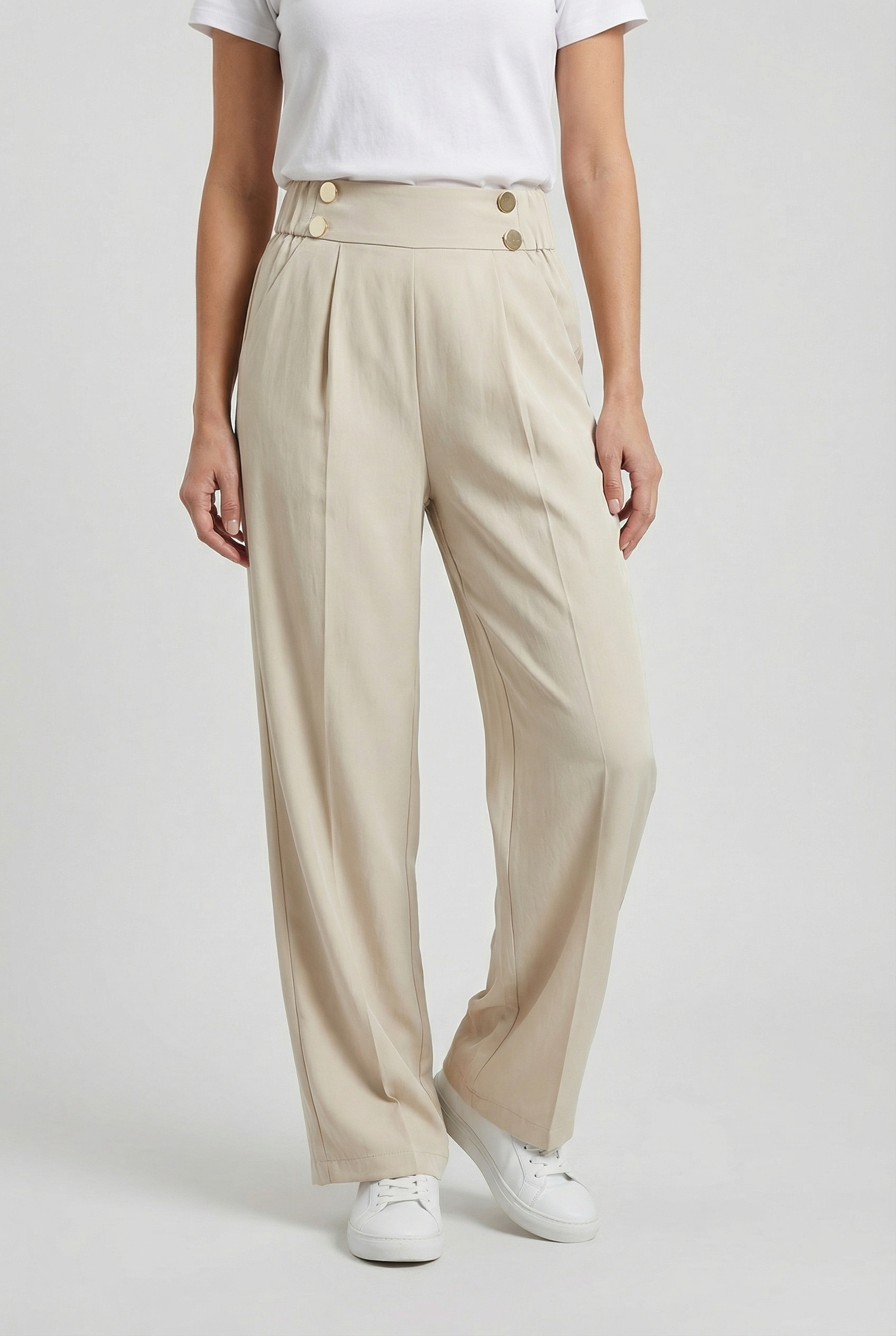 Mujer Pantalones de Pierna Ancha Algodón Poliéster Diseño Recto 0