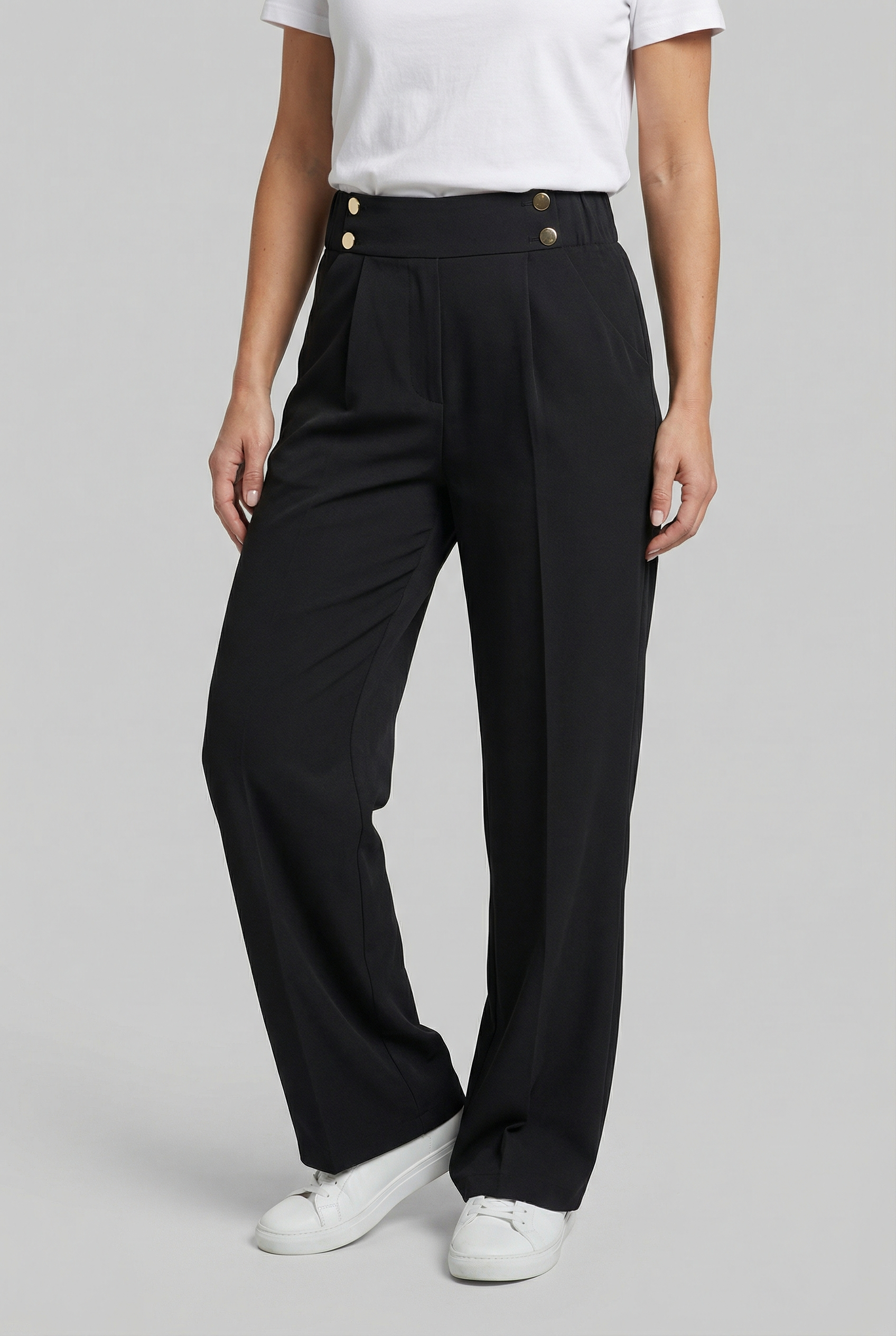 Mujer Pantalones de Pierna Ancha Algodón Poliéster Diseño Recto 4