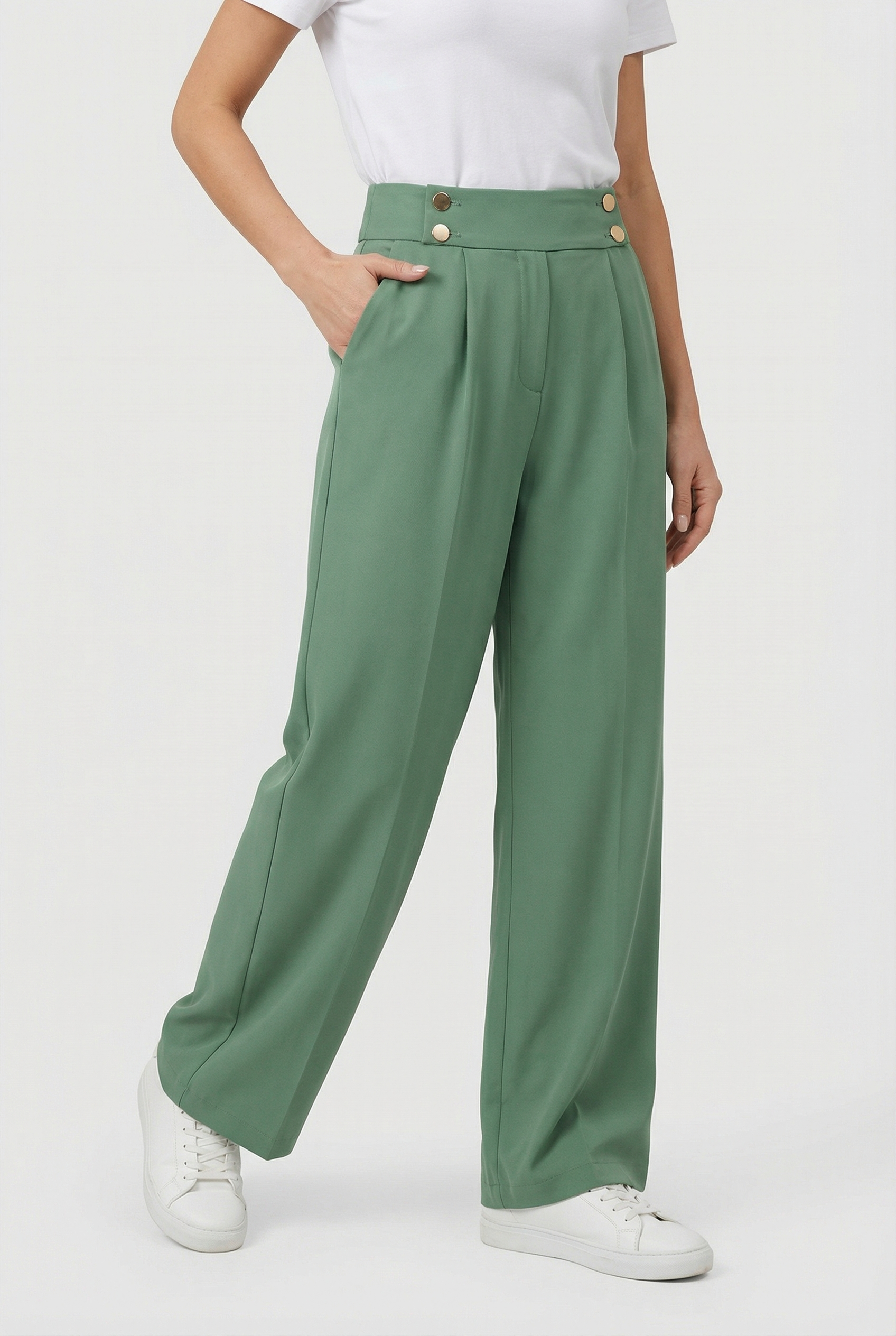 Mujer Pantalones de Pierna Ancha Algodón Poliéster Diseño Recto 8