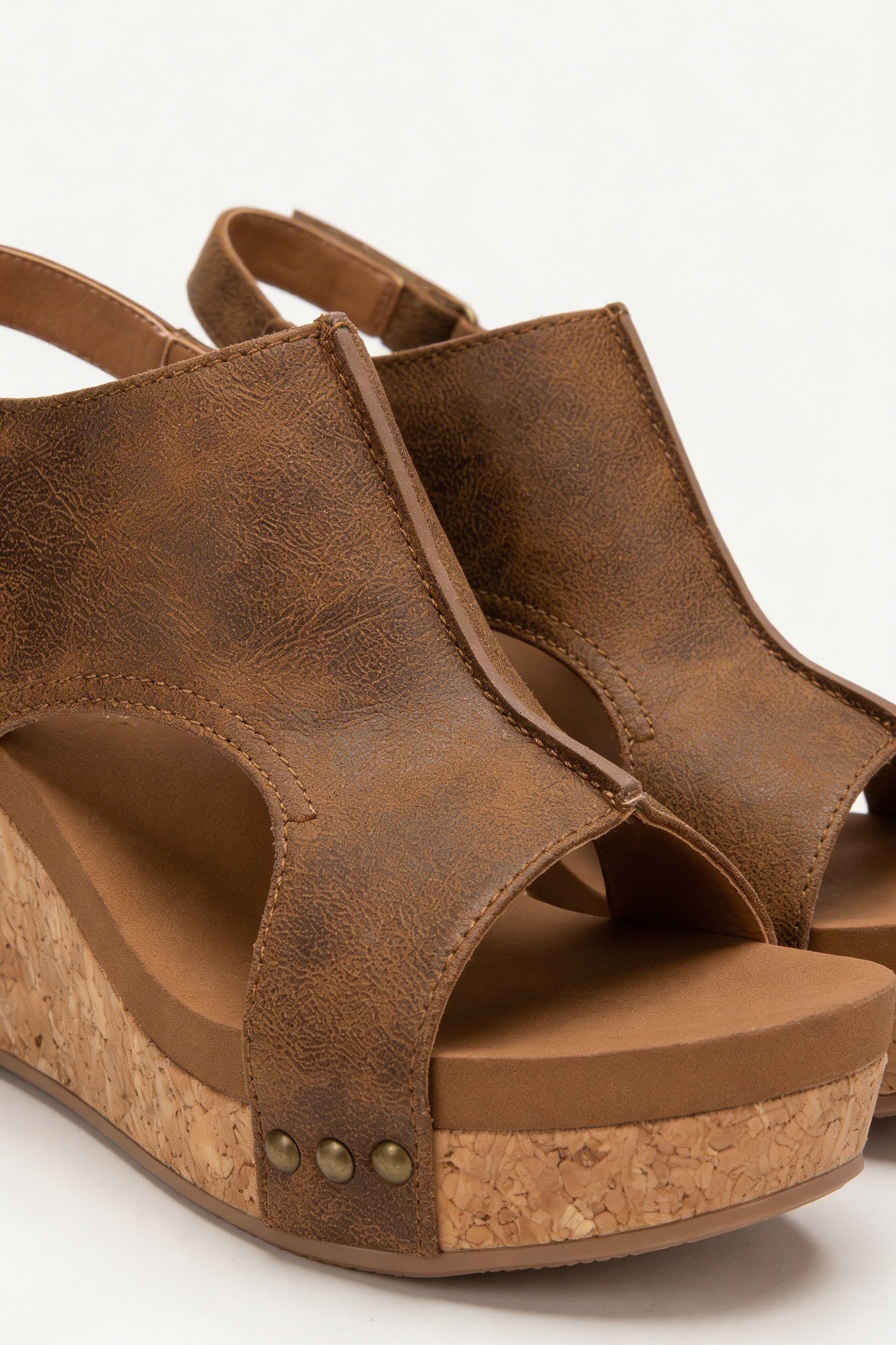 Mujer Sandalias Cuña Corcho Cuero Vegano Suela Acolchada 3