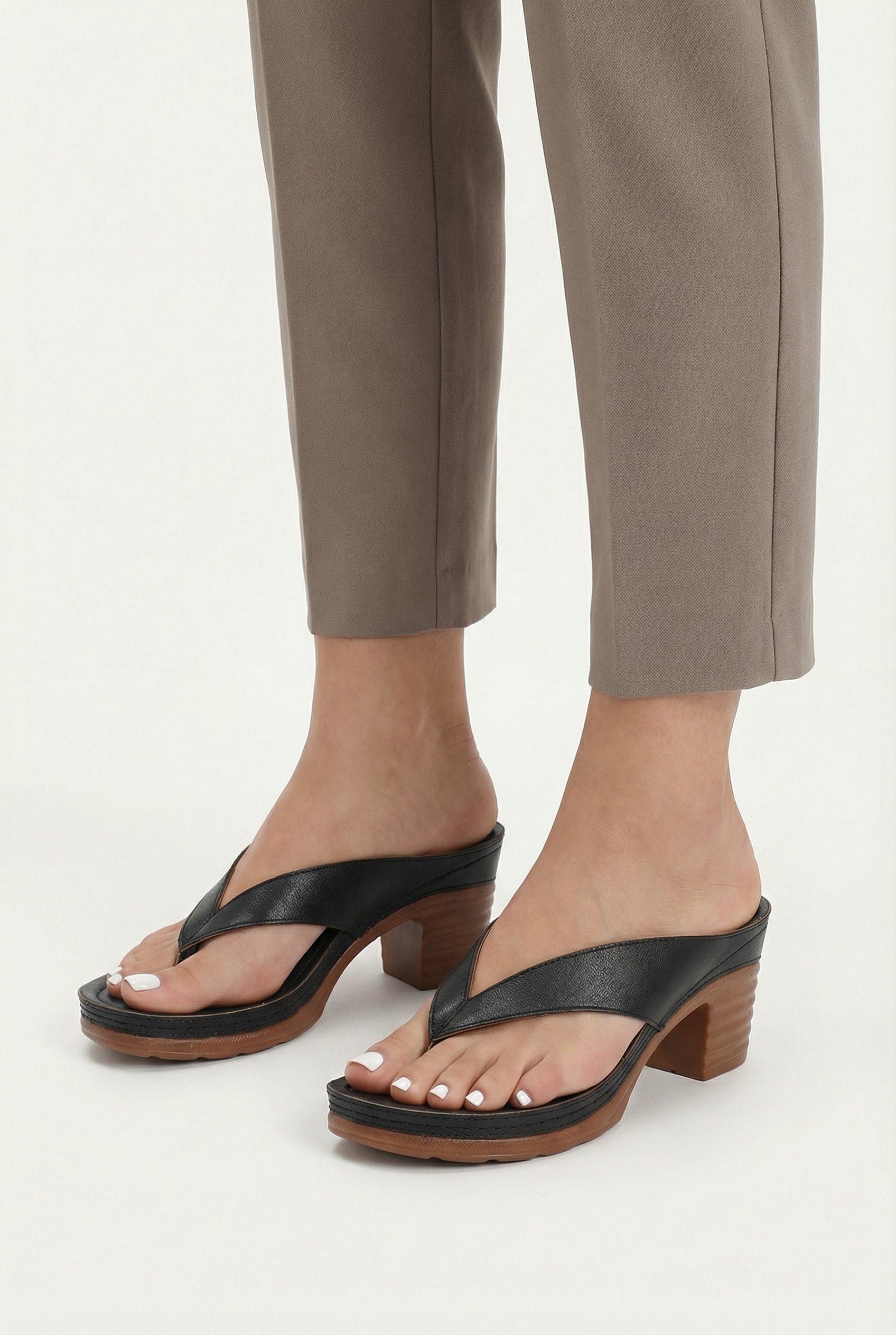 Mujer Sandalias Piel Vegana Plantilla Acolchada Tacón Bajo 3