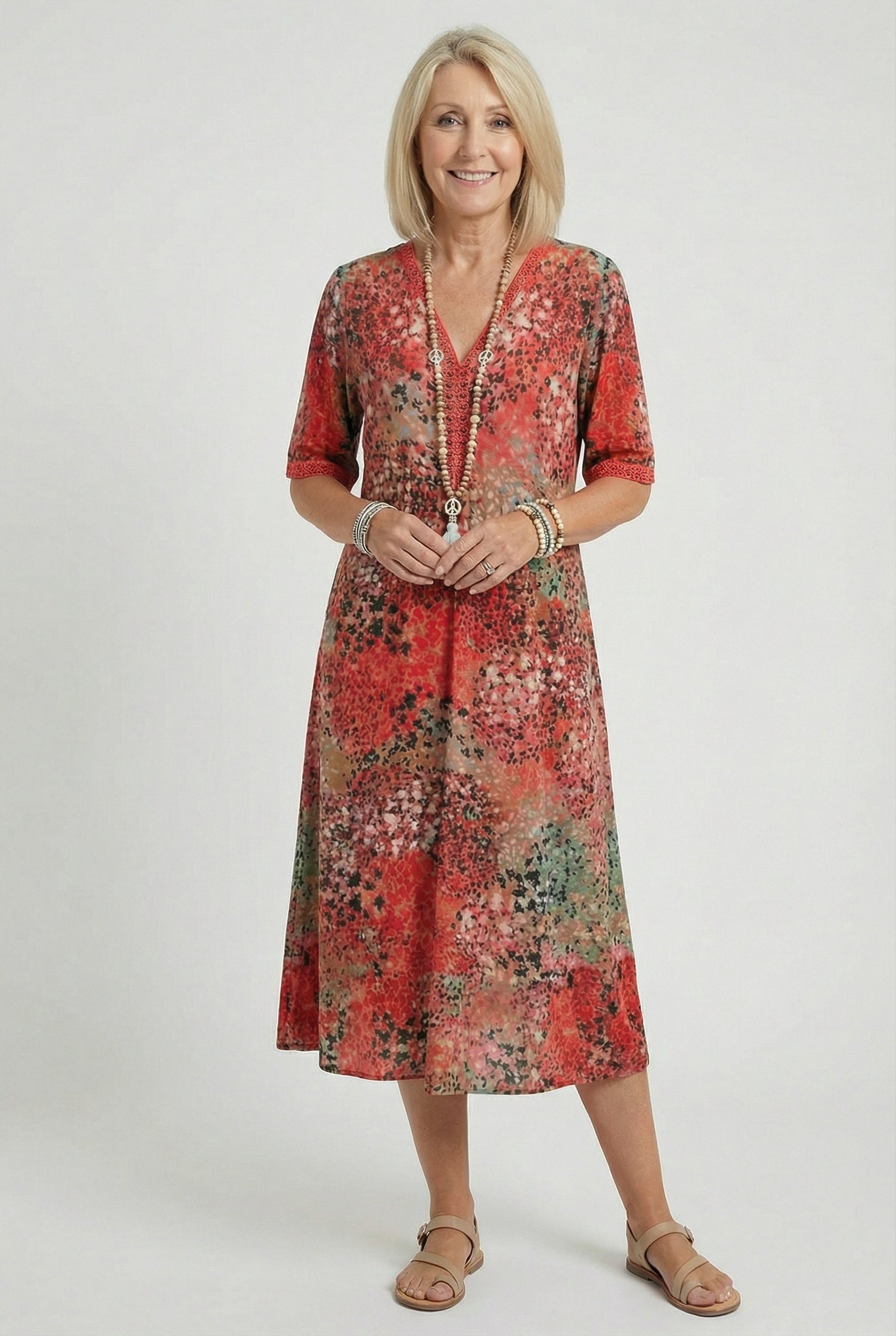 Mujer Vestido Casual Poliéster Estampado Abstracto con Bolsillos 0