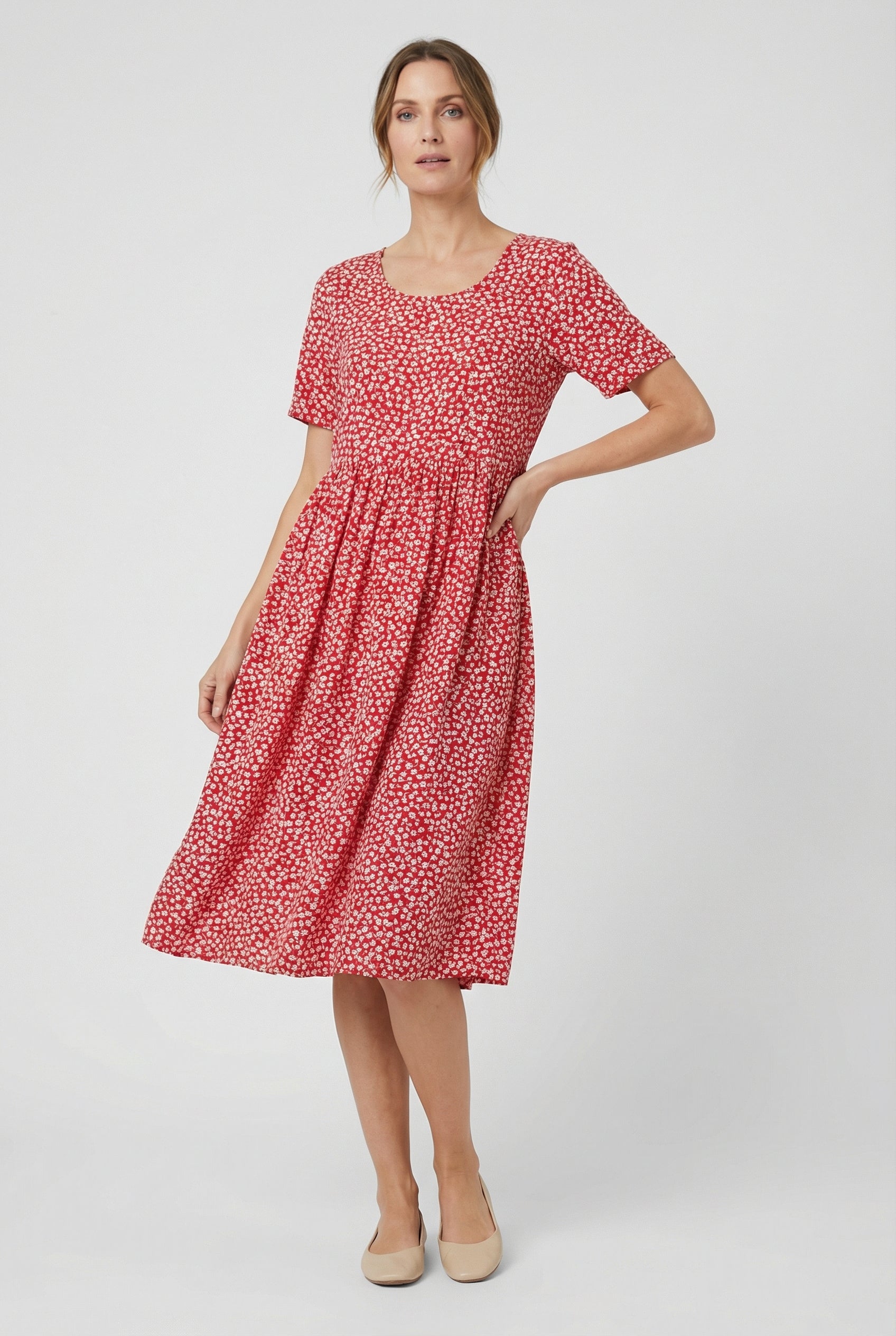 Mujer Vestido Casual Tela Suave Cuello en V Manga Corta 5