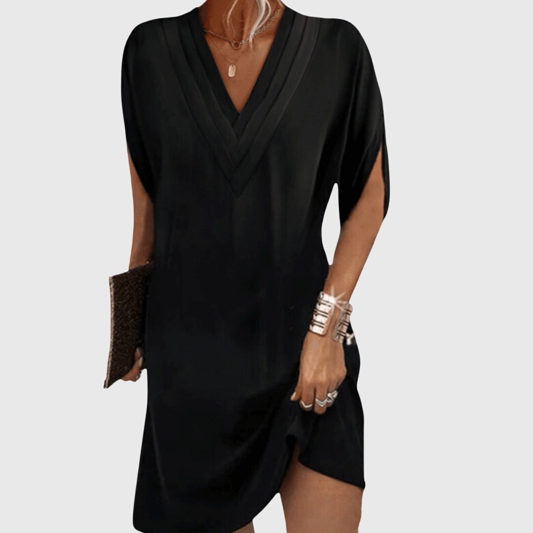 Mujer Vestido Elegante Poliéster Con Escote en V Diseño Fluido Ideal Para Fiesta 1