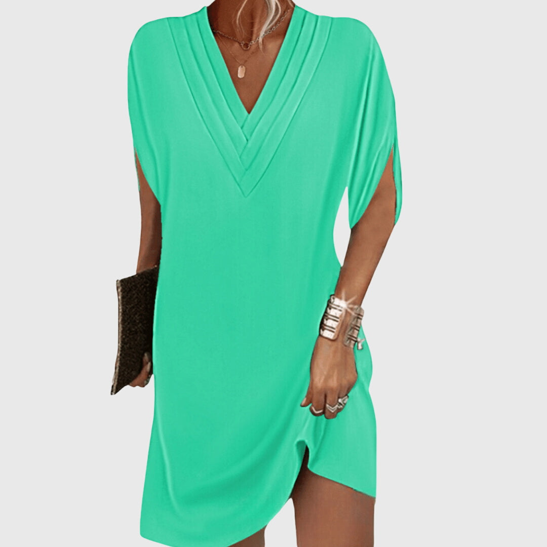 Mujer Vestido Elegante Poliéster Con Escote en V Diseño Fluido Ideal Para Fiesta 3