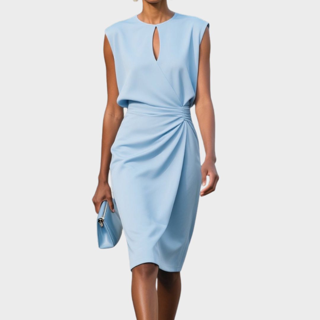 Mujer Vestido Elegante de Tejido Suave con Corte a la Rodilla y Escote en Forma de Cerradura 1
