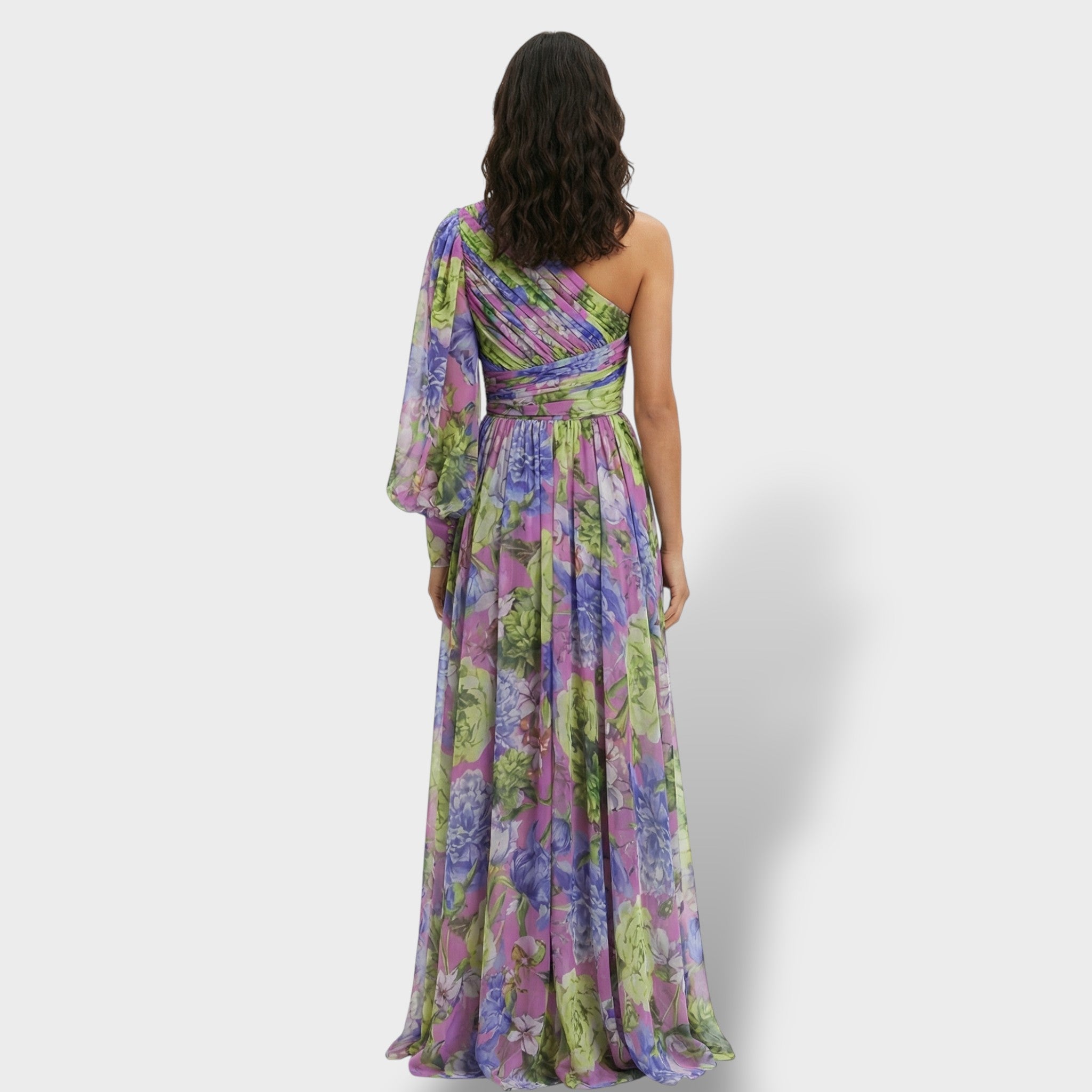 Mujer Vestido Floral Asimétrico de Tela Fluida para Eventos de Verano Elegante 3