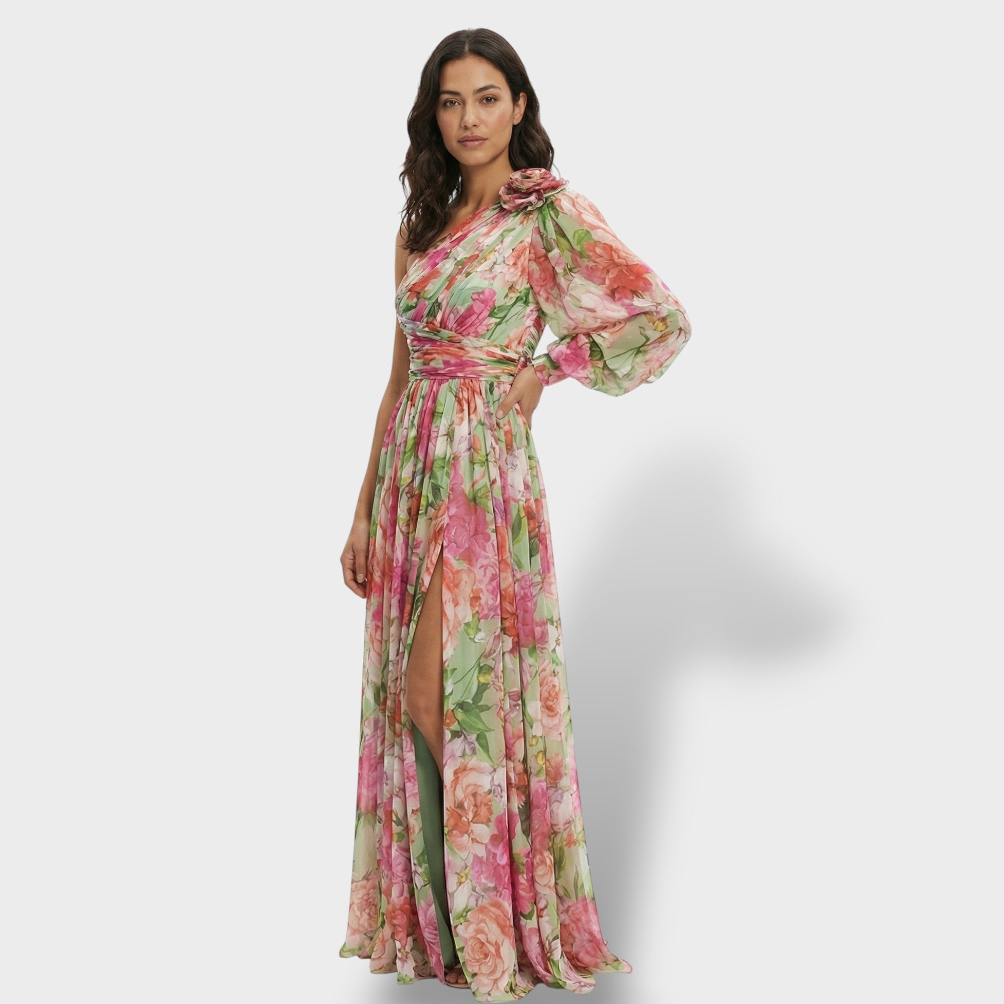 Mujer Vestido Floral Asimétrico de Tela Fluida para Eventos de Verano Elegante 6