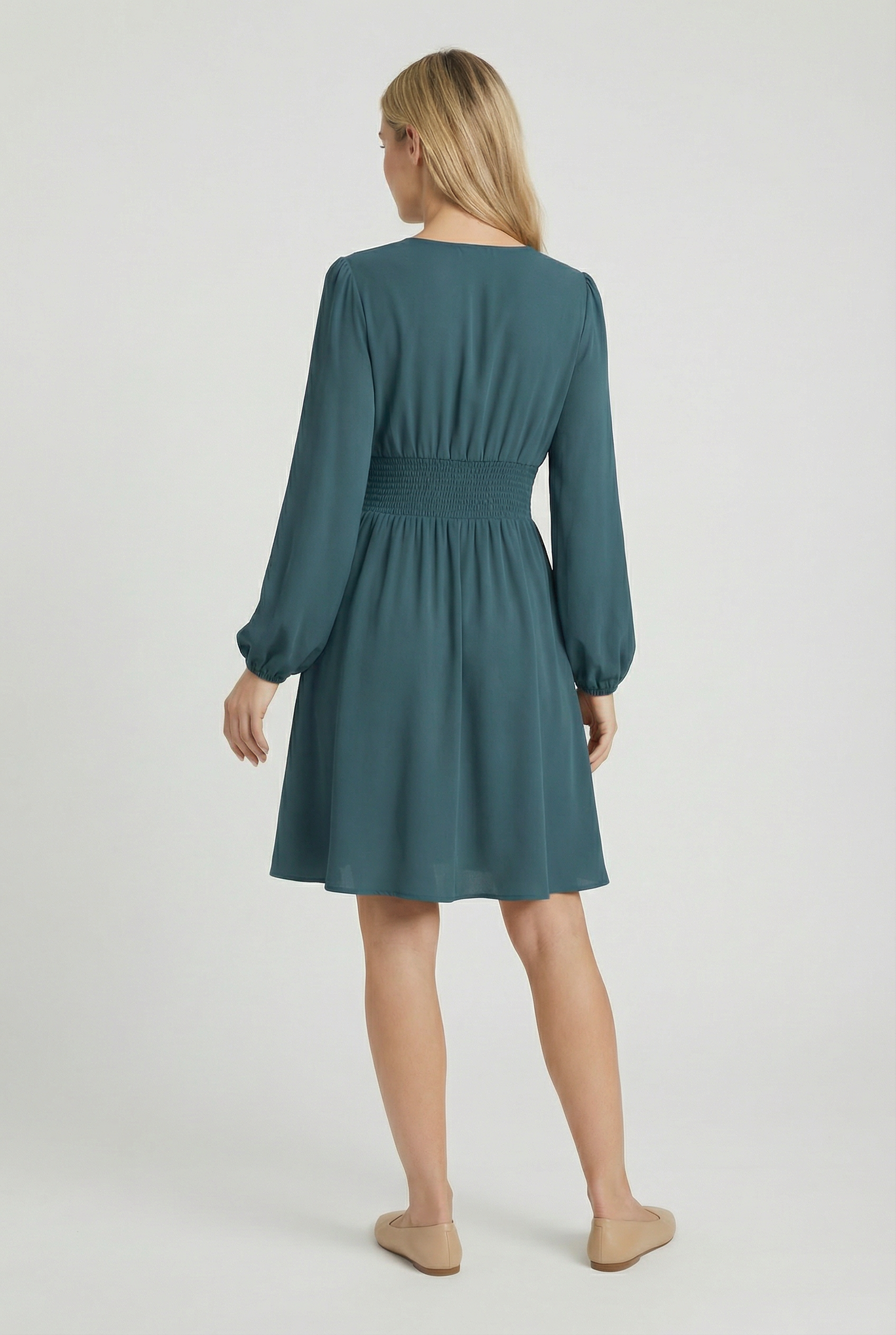 Mujer Vestido Midi Poliéster Escote en V Plisado para Invitada Elegante 2