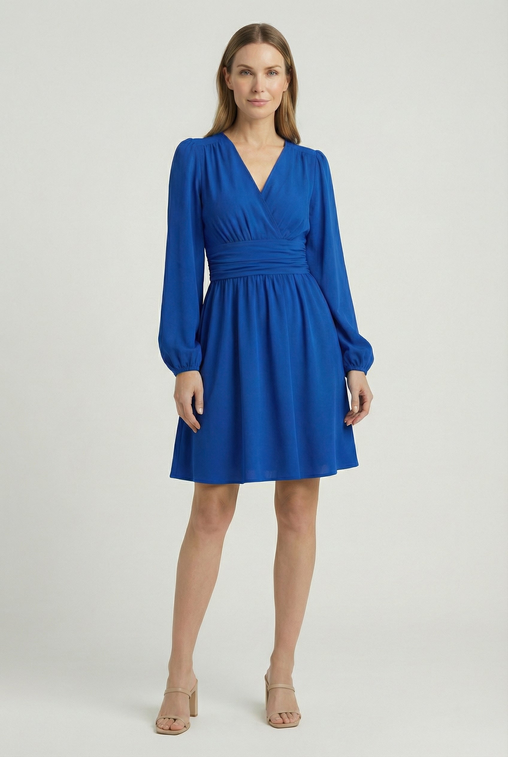 Mujer Vestido Midi Poliéster Escote en V Plisado para Invitada Elegante 7