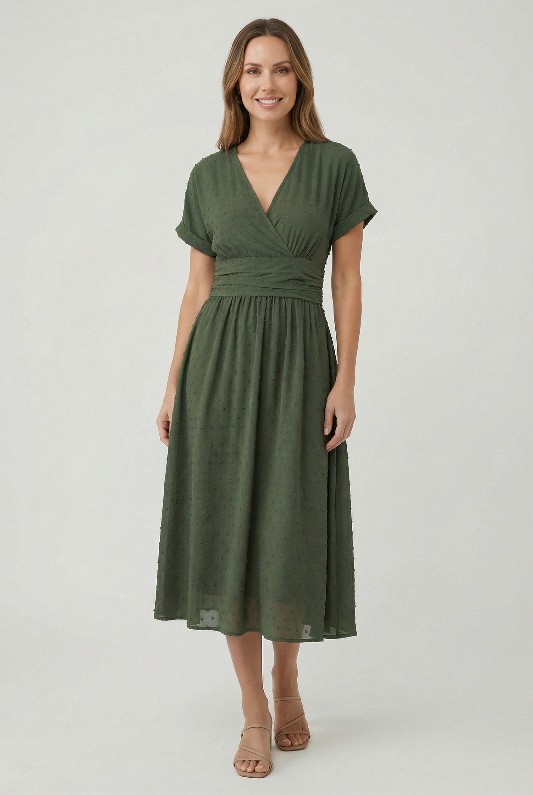 Mujer Vestido Midi Poliéster Sin Mangas Cuello en V Casual 0
