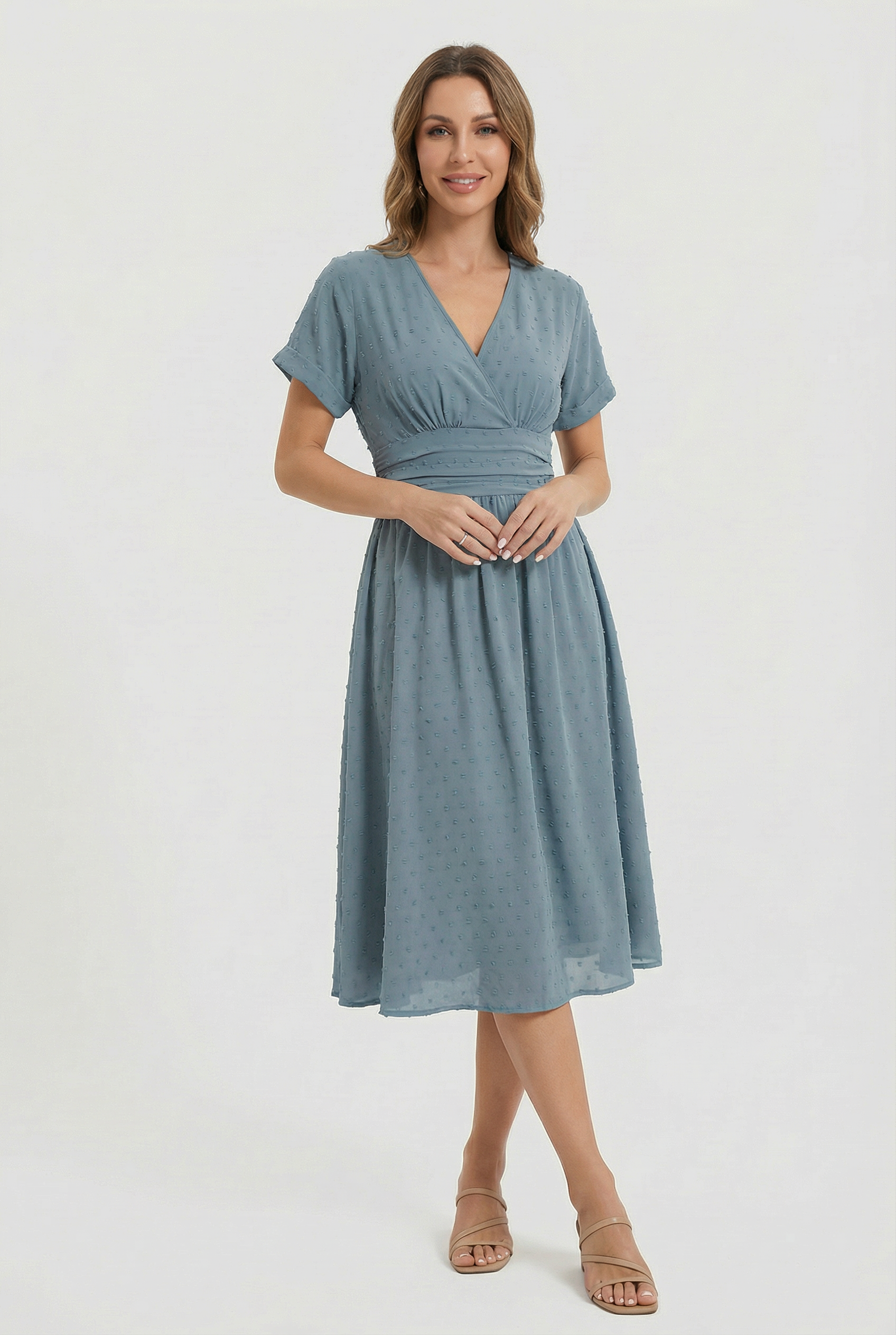 Mujer Vestido Midi Poliéster Sin Mangas Cuello en V Casual 4