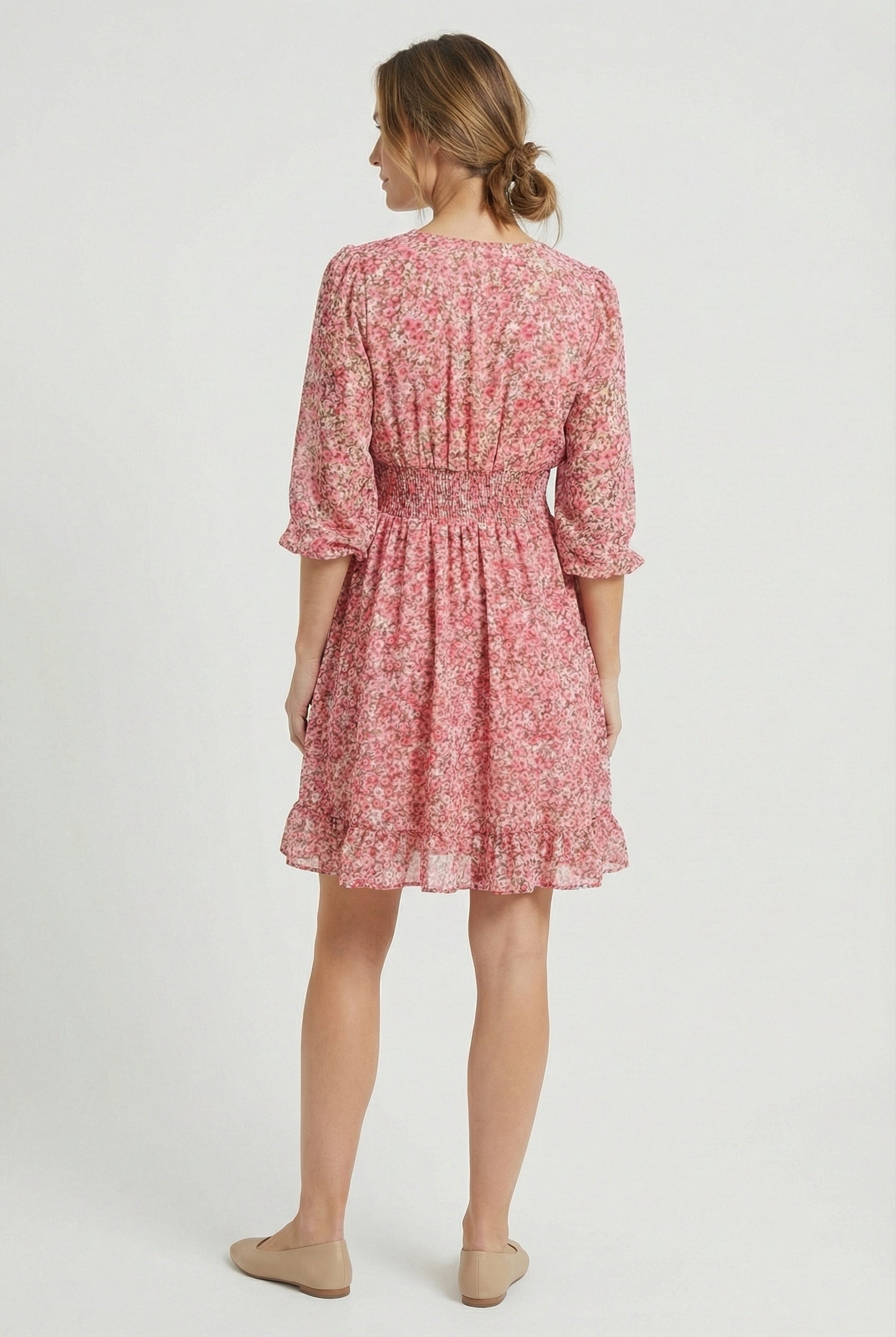 Mujer Vestido Verano Viscosa Cuello en V Falda Fluida Volantes 2