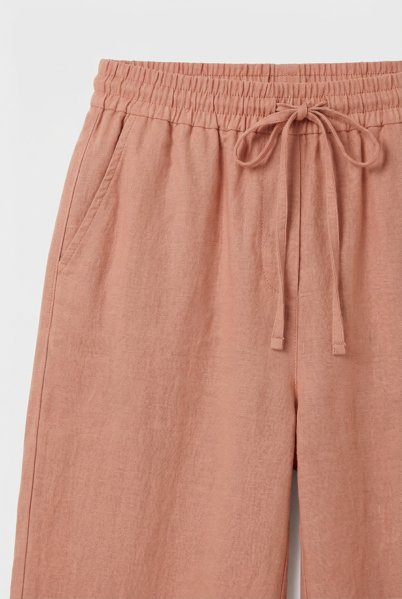 Pantalón Mujer Alta Cintura Mezcla Algodón Lino Pierna Ancha Casual 2
