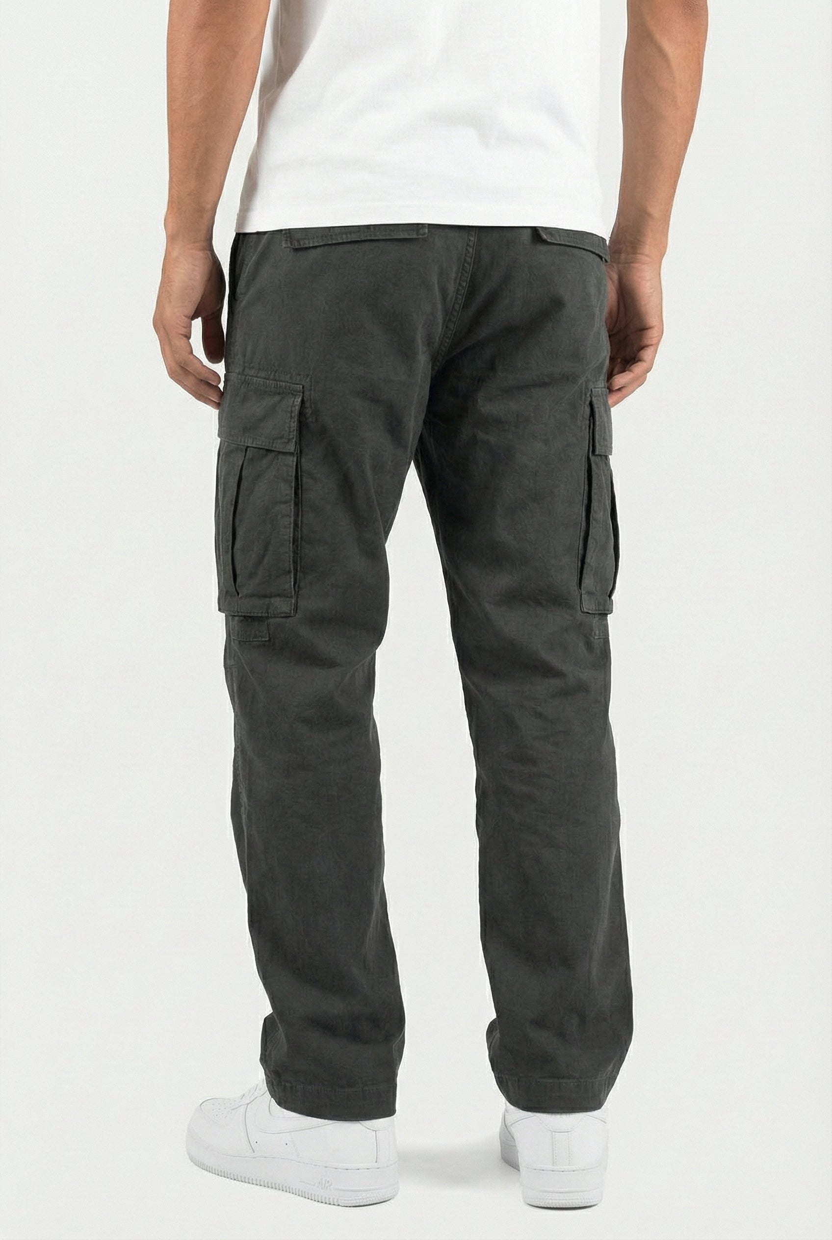 Pantalones Cargo Hombre Algodón Ajuste Relajado Con Múltiples Bolsillos Utilitarios 3