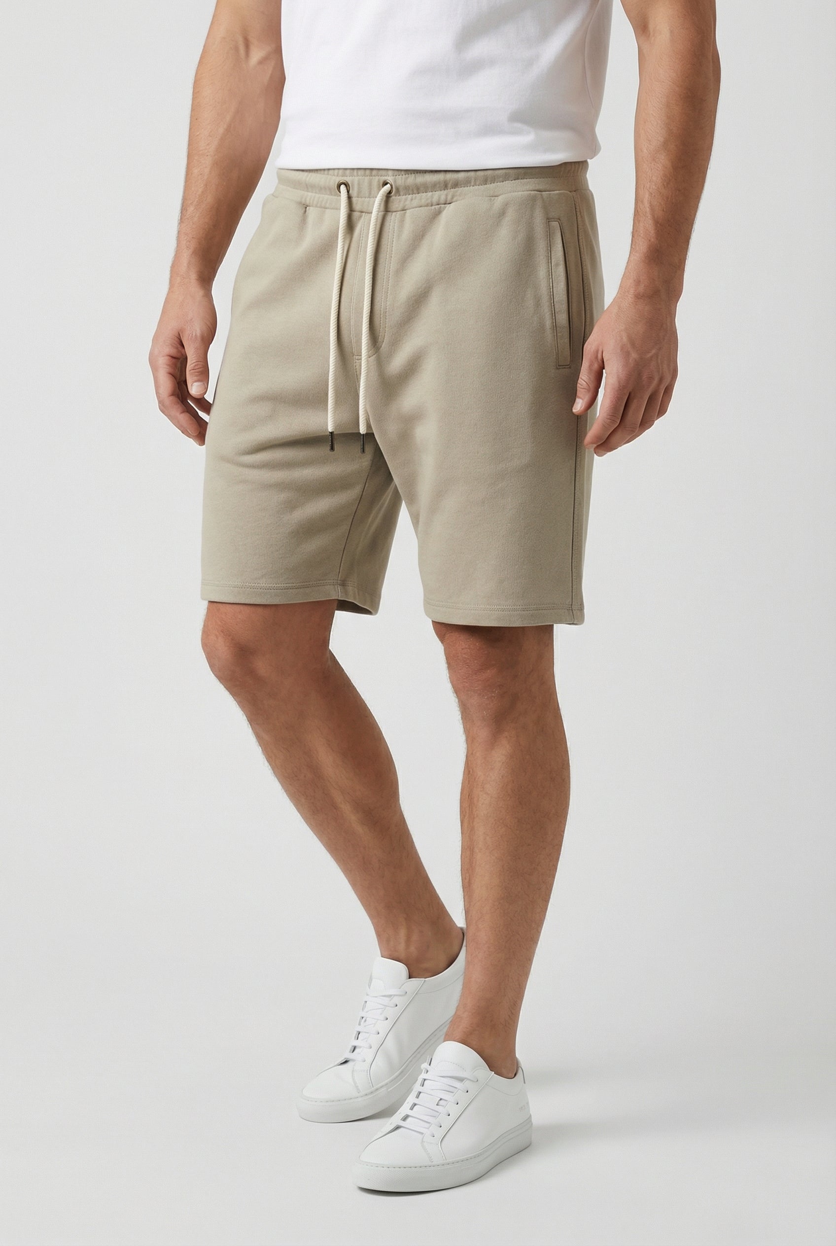 Pantalones Cortos Hombre Mezcla de Punto Transpirable Ajuste Relajado con Bolsillos Laterales 0