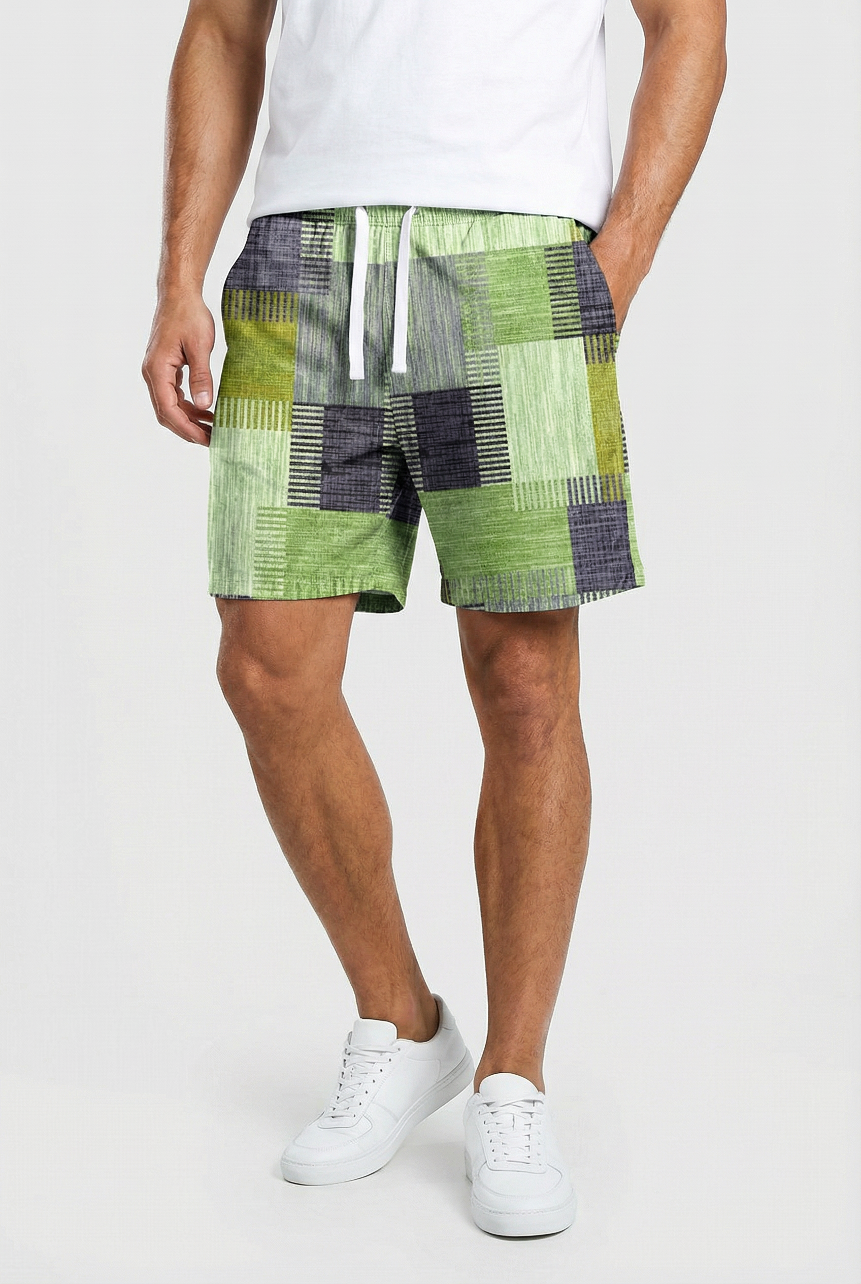 Pantalones Cortos Hombre Poliéster A Cuadros Cintura Elástica Actividades Acuáticas 4