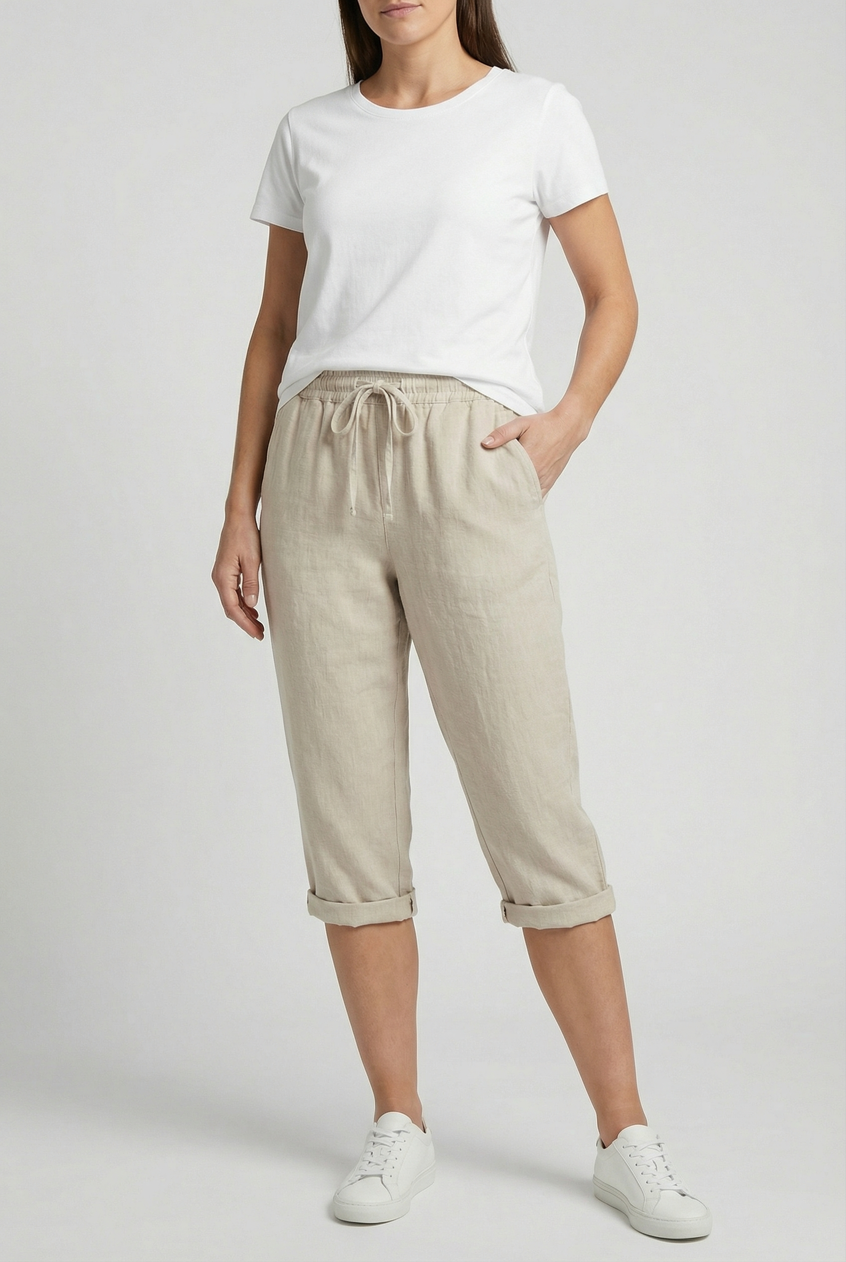 Pantalones Cortos Mujer Poliéster Transpirable con Bolsillos para Verano 1