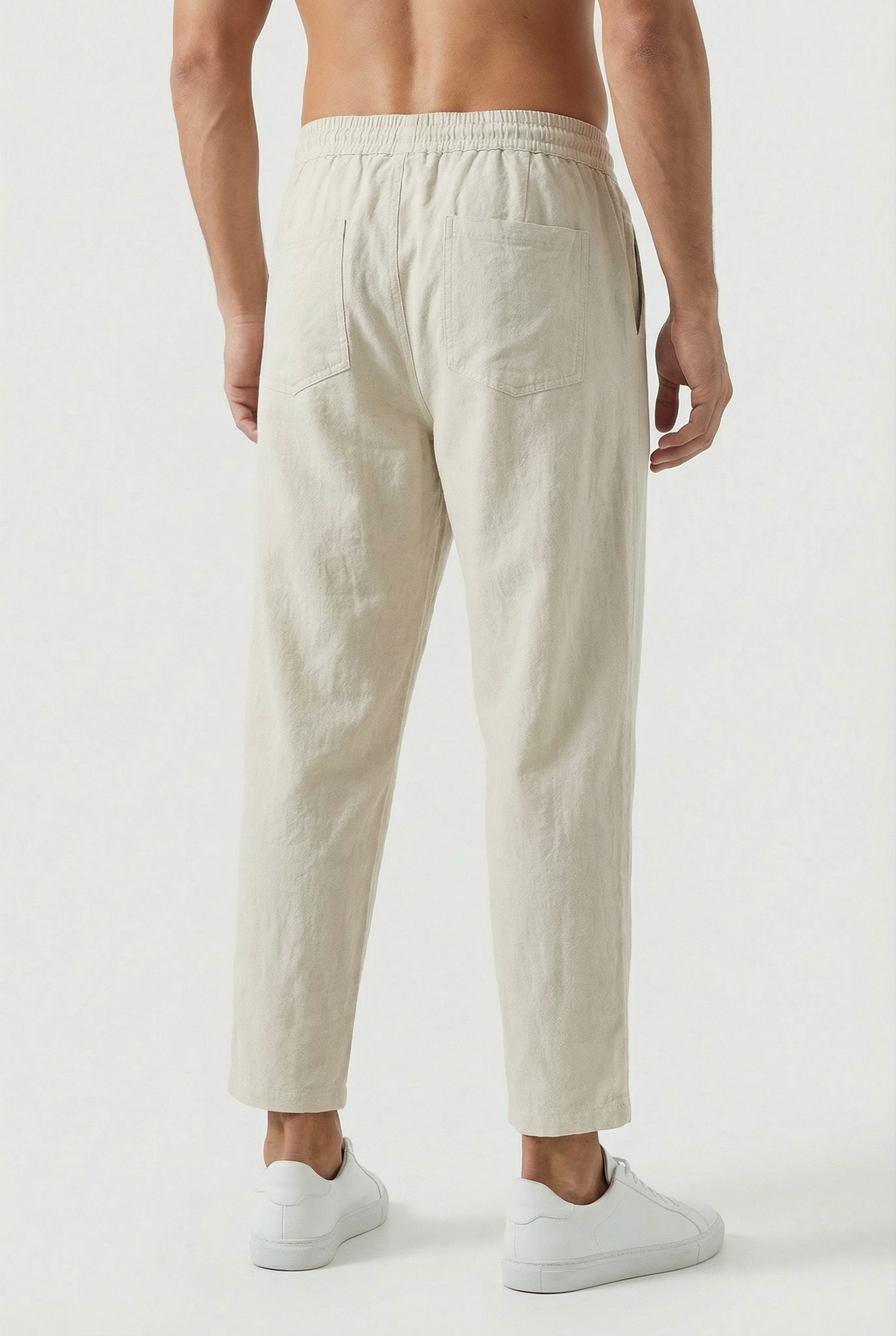 Pantalones De Hombre Mezcla De Algodón Y Lino Estilo Holgado Para Verano 3