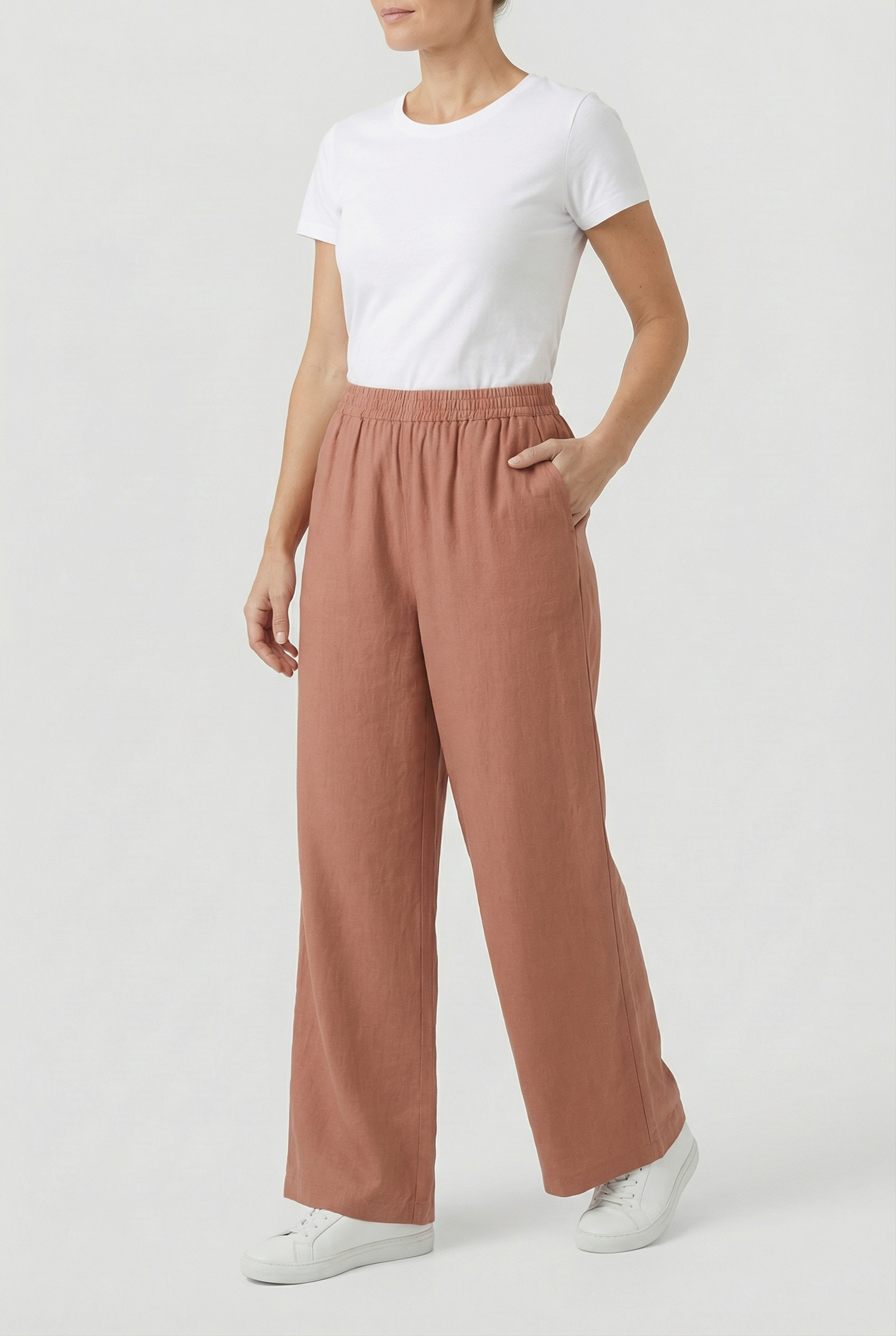 Pantalones De Mujer Palazzo Mezcla De Poliéster Cintura Alta Ajuste Cómodo 1
