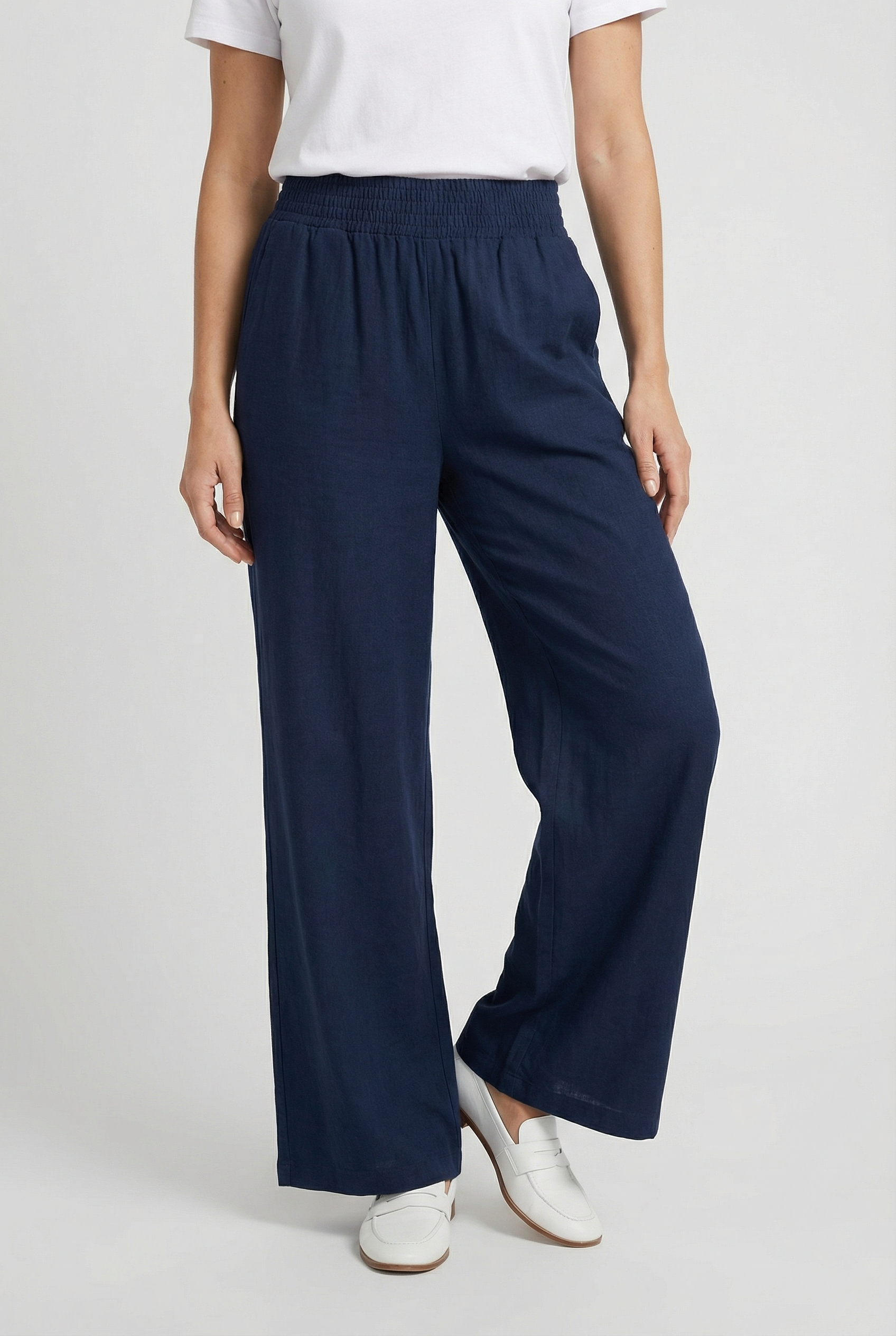 Pantalones De Mujer Palazzo Mezcla De Poliéster Cintura Alta Ajuste Cómodo 5
