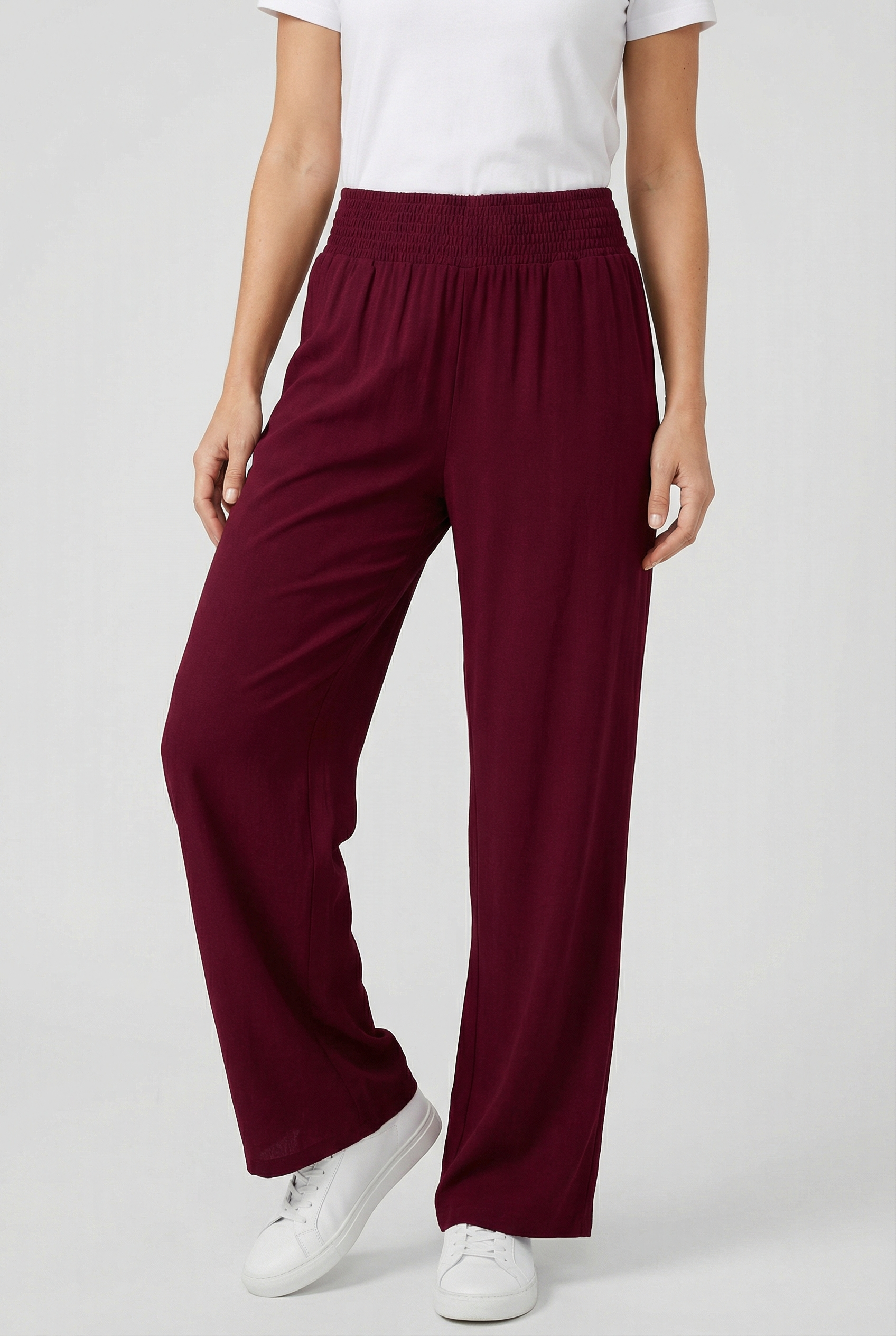 Pantalones De Mujer Palazzo Mezcla De Poliéster Cintura Alta Ajuste Cómodo 7