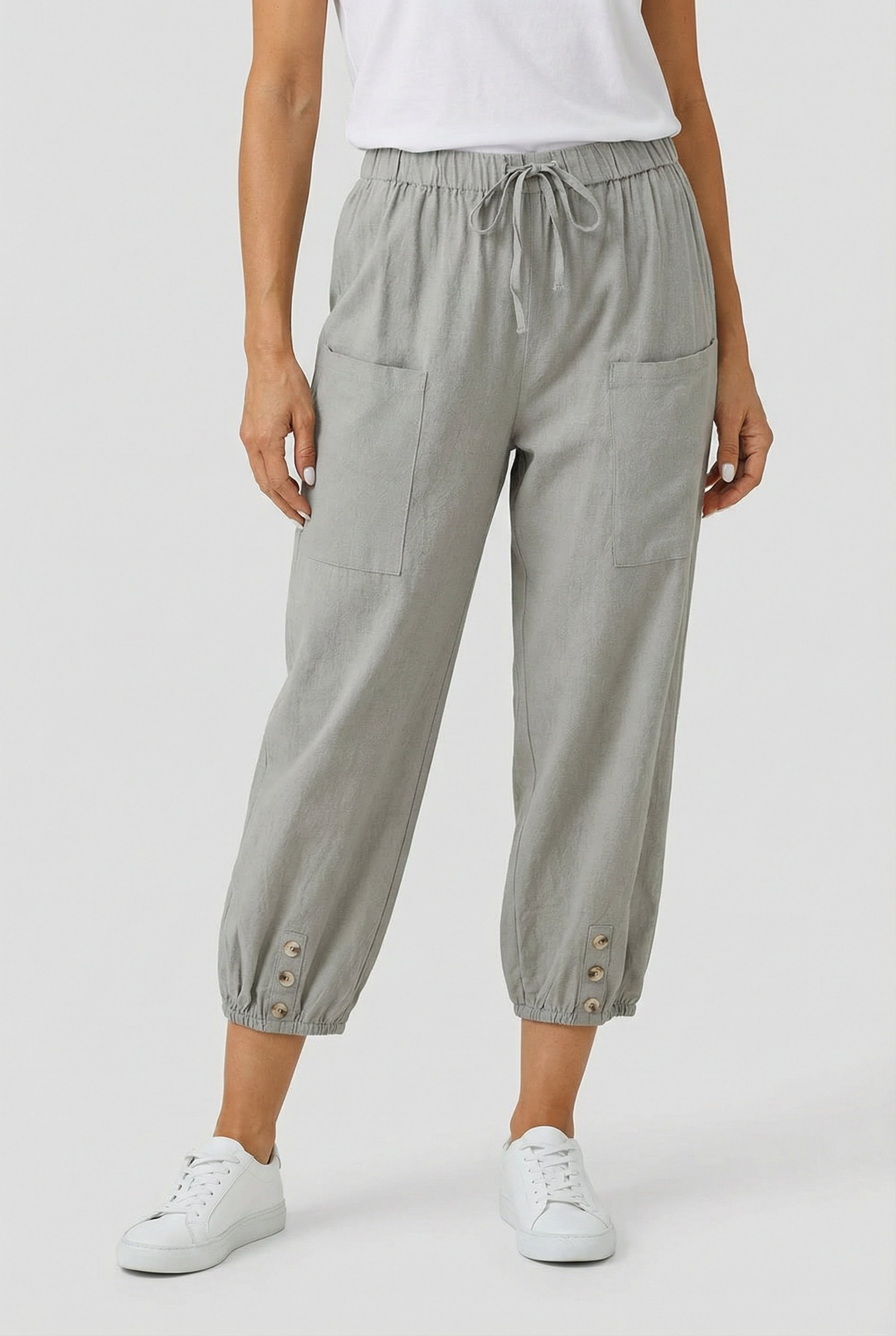 Pantalones Mujer Algodón Elástico Cintura Alta Ajuste Favorable Casual/Formal 5