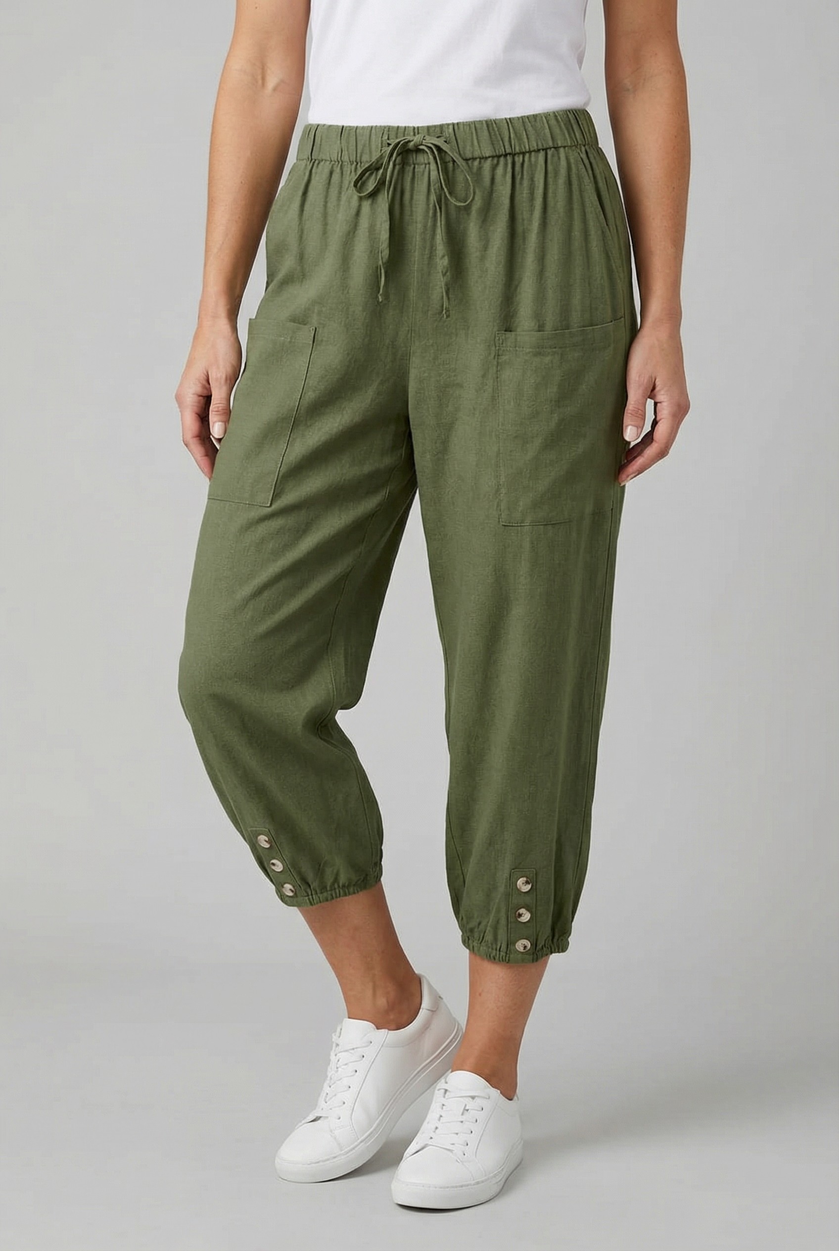Pantalones Mujer Algodón Elástico Cintura Alta Ajuste Favorable Casual/Formal 9