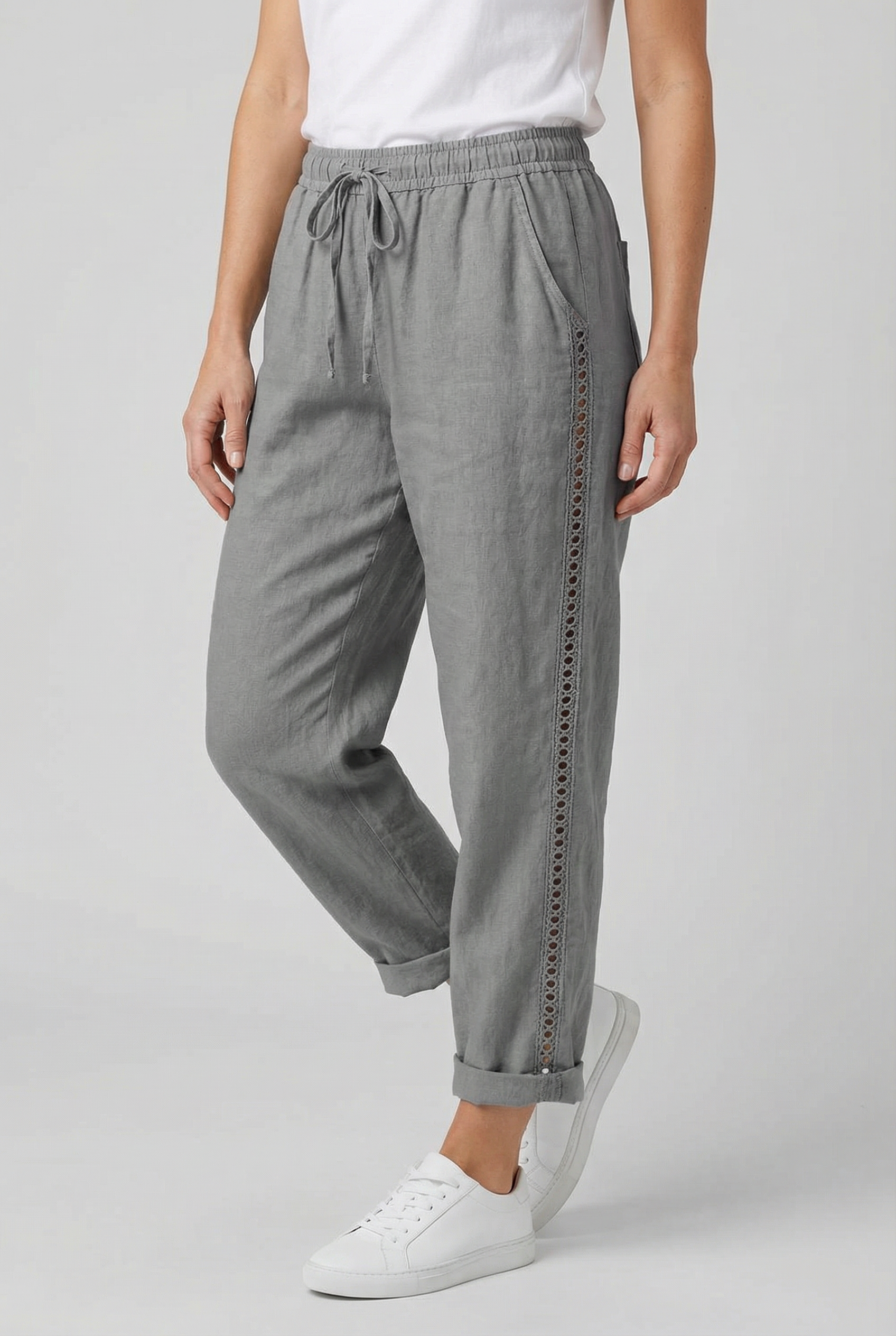 Pantalones Mujer Tejido Ligero Estampado Multicolor Ajuste Relajado Casual 4