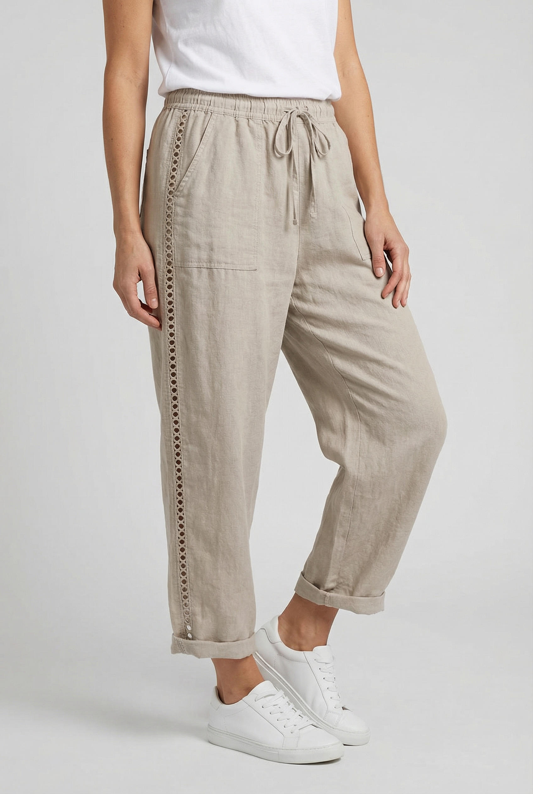 Pantalones Mujer Tejido Ligero Estampado Multicolor Ajuste Relajado Casual 5