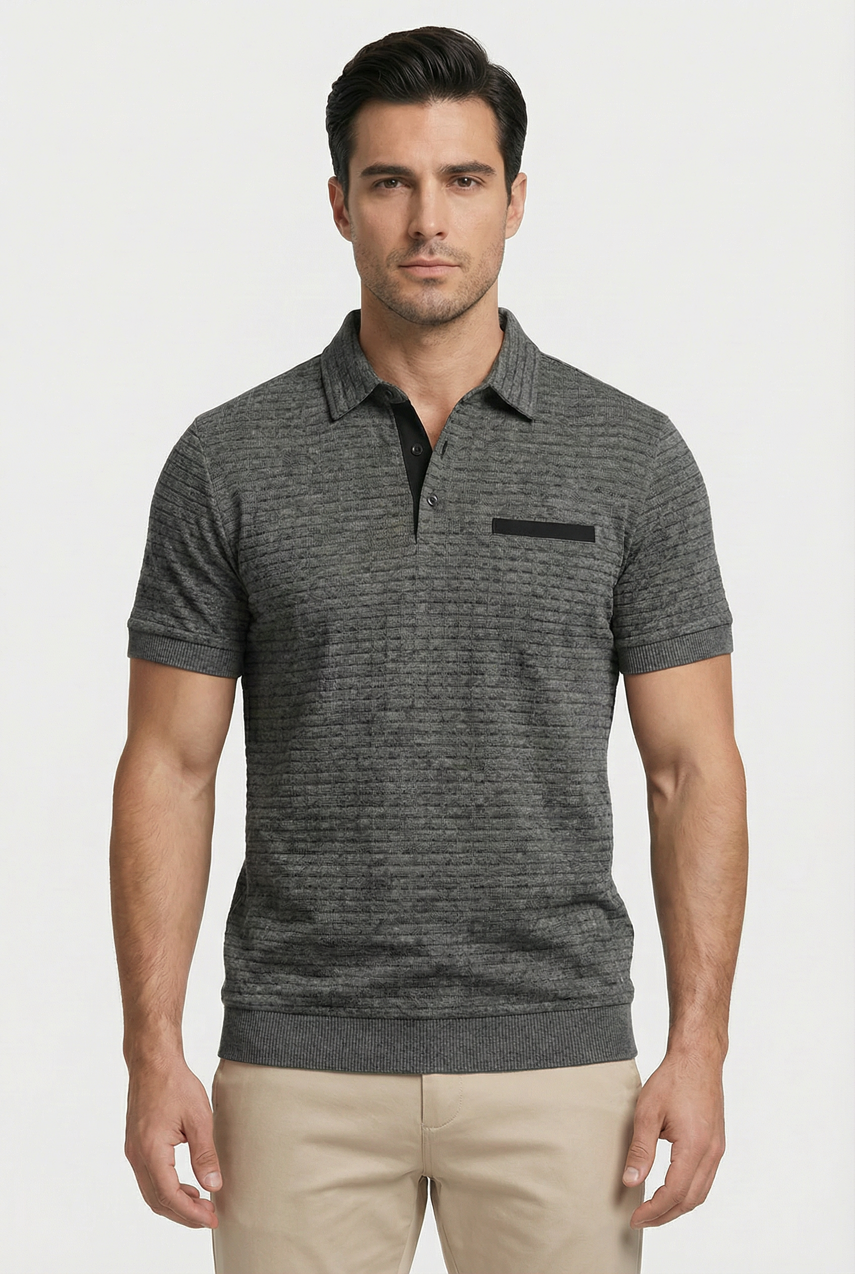 Polo De Hombre Slim De Algodón Con Cuello Clásico Y Manga Corta Casual 4