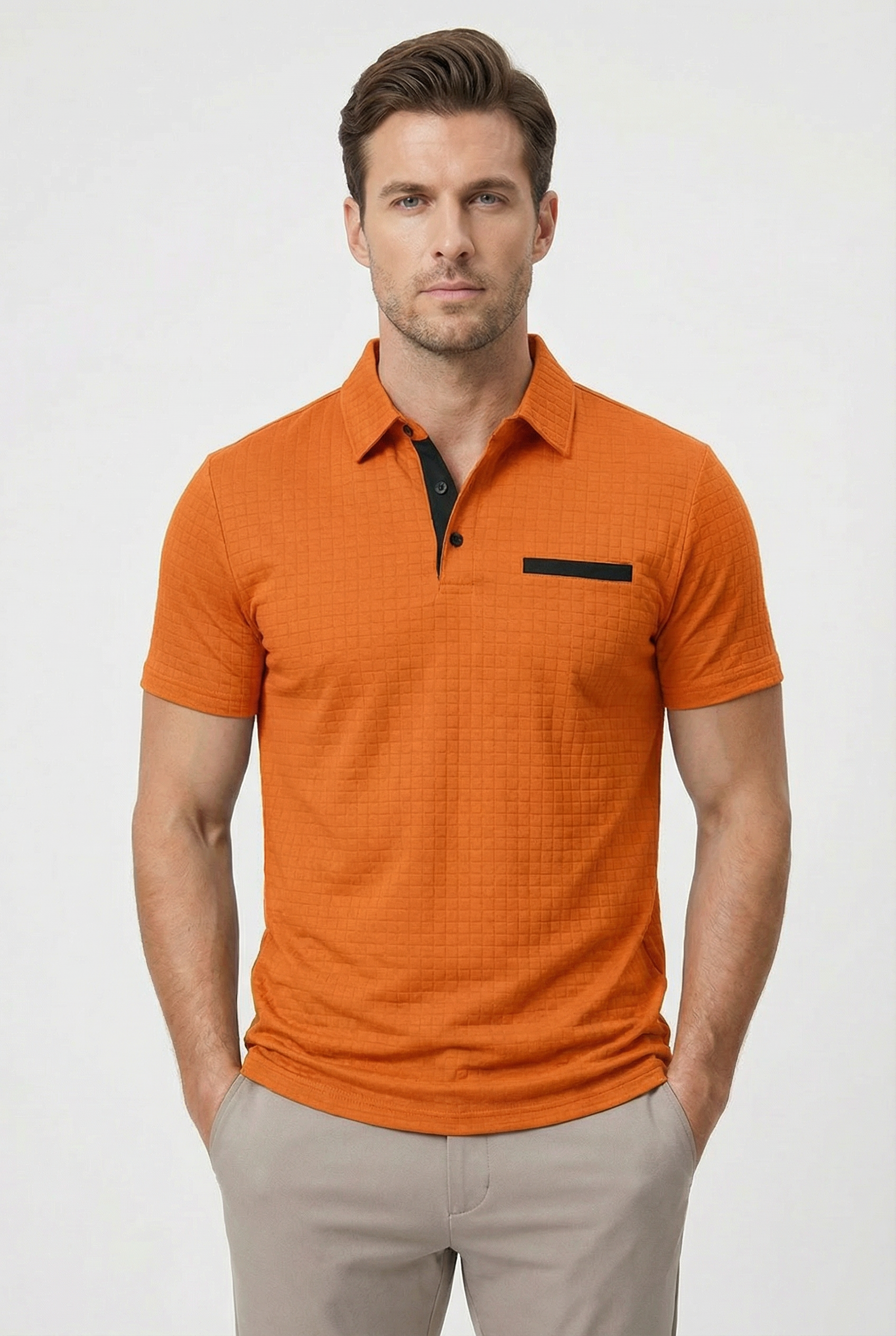 Polo De Hombre Slim De Algodón Con Cuello Clásico Y Manga Corta Casual 6
