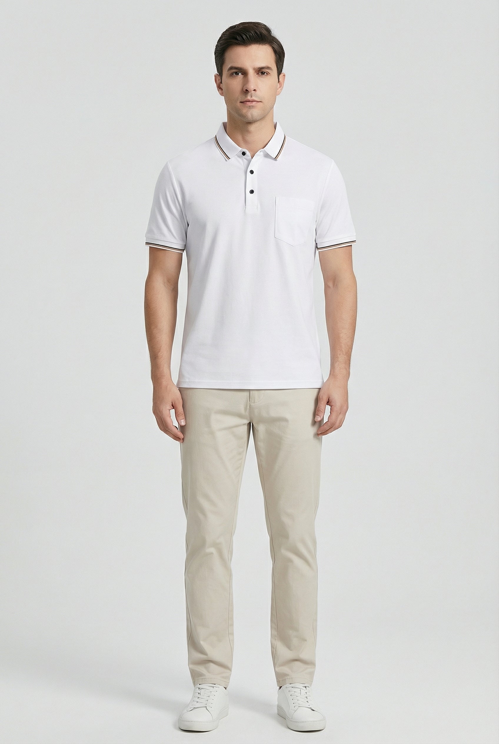 Polo Hombre Mezcla de Algodón Transpirable Ajuste Entallado con Botones 7