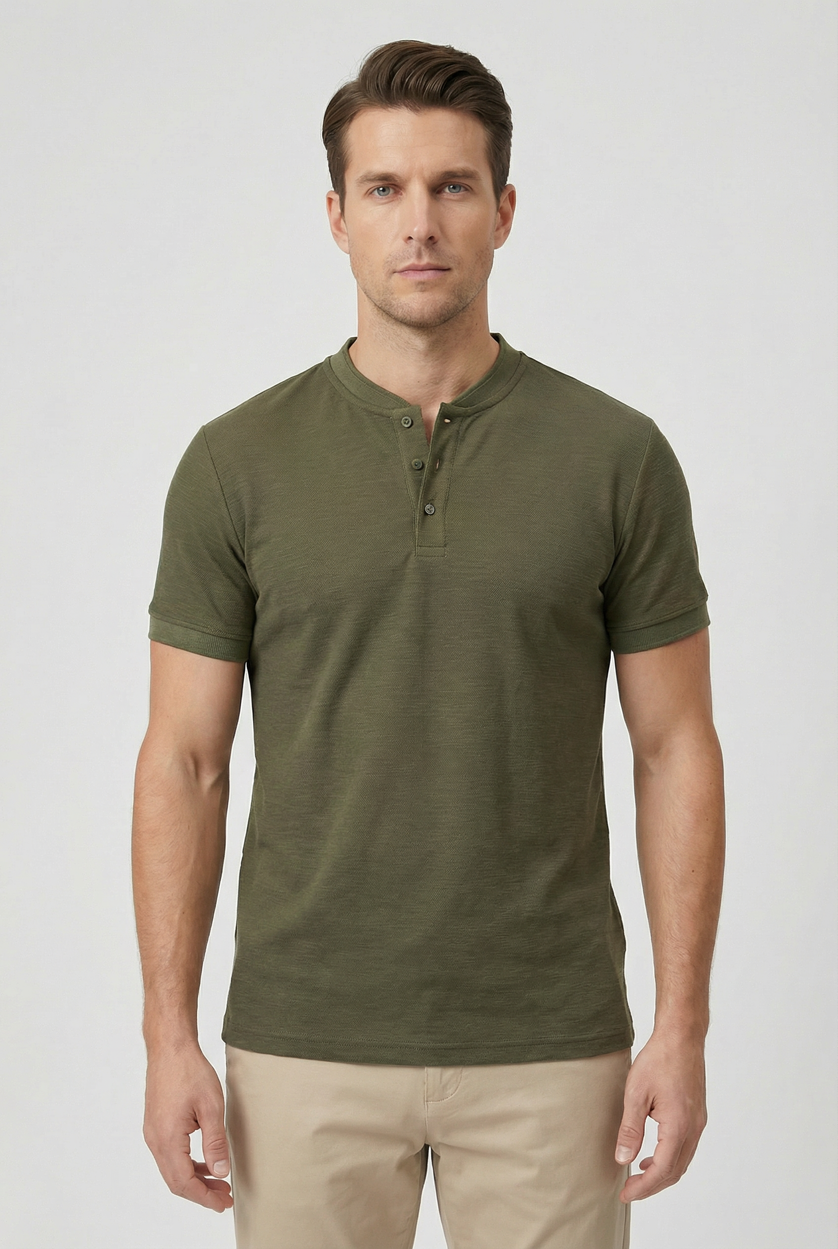 Polo Hombre Slim Fit Mezcla de Algodón Cuello Clásico Casual 0