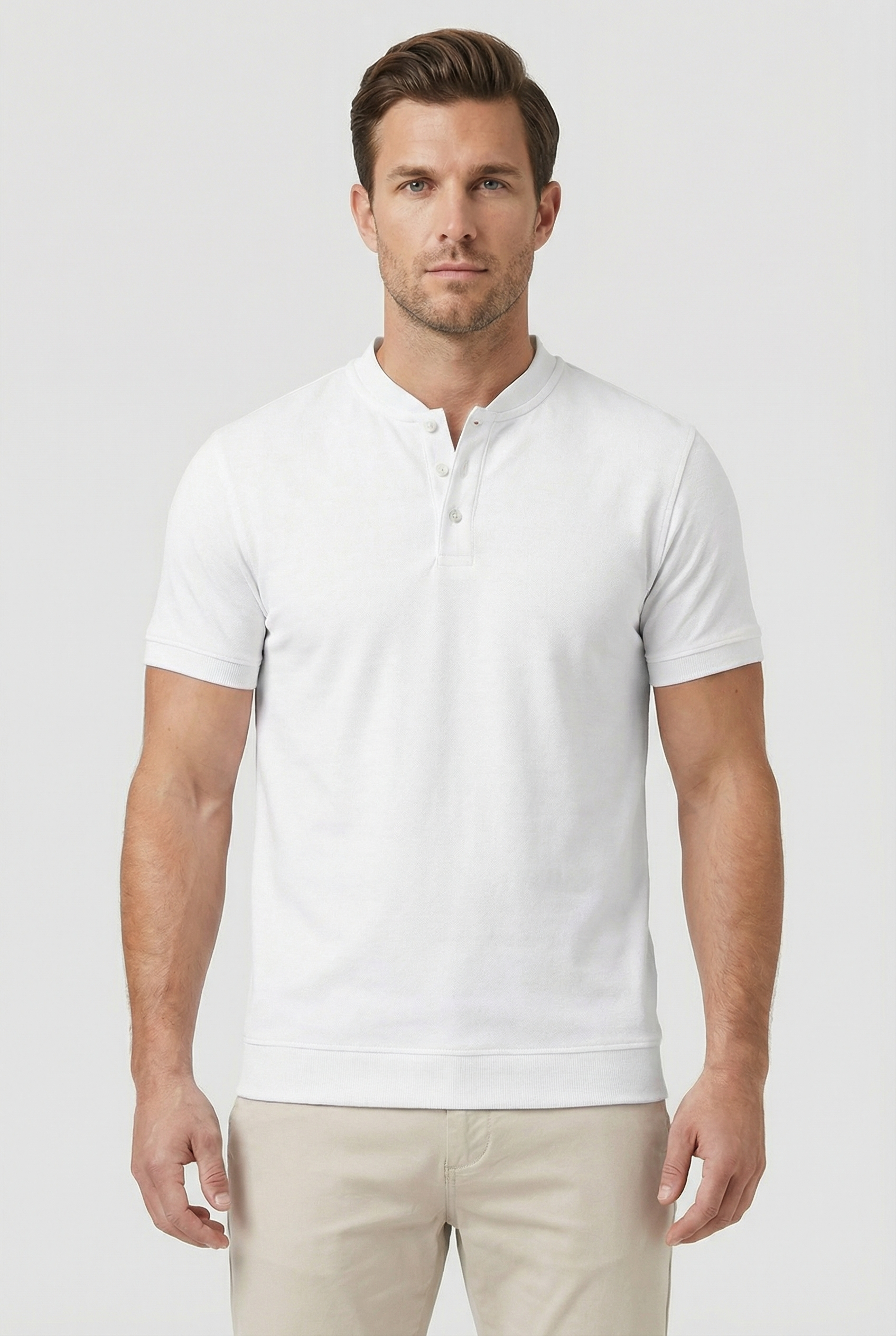 Polo Hombre Slim Fit Mezcla de Algodón Cuello Clásico Casual 4