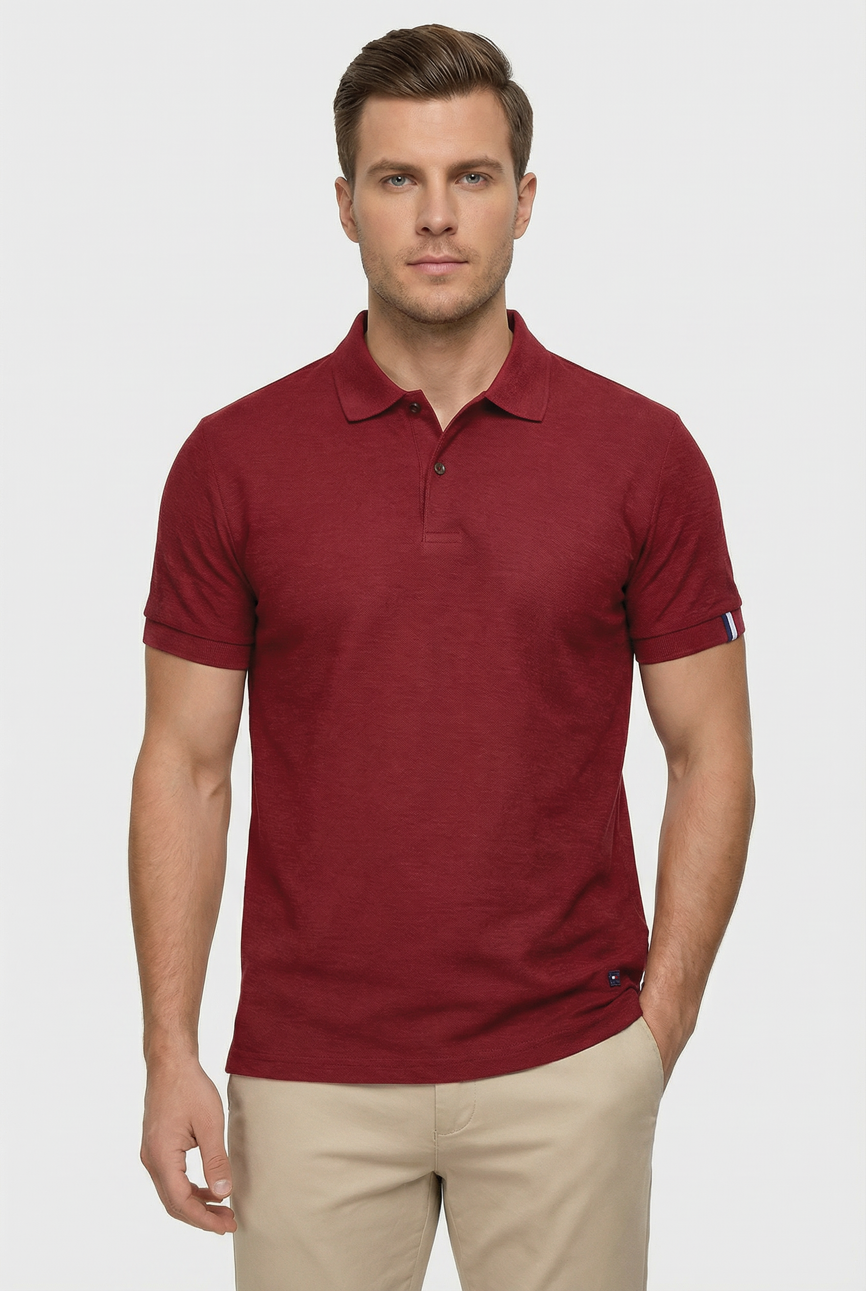 Polo Hombre Slim Fit Mezcla de Algodón Cuello Clásico Casual 6