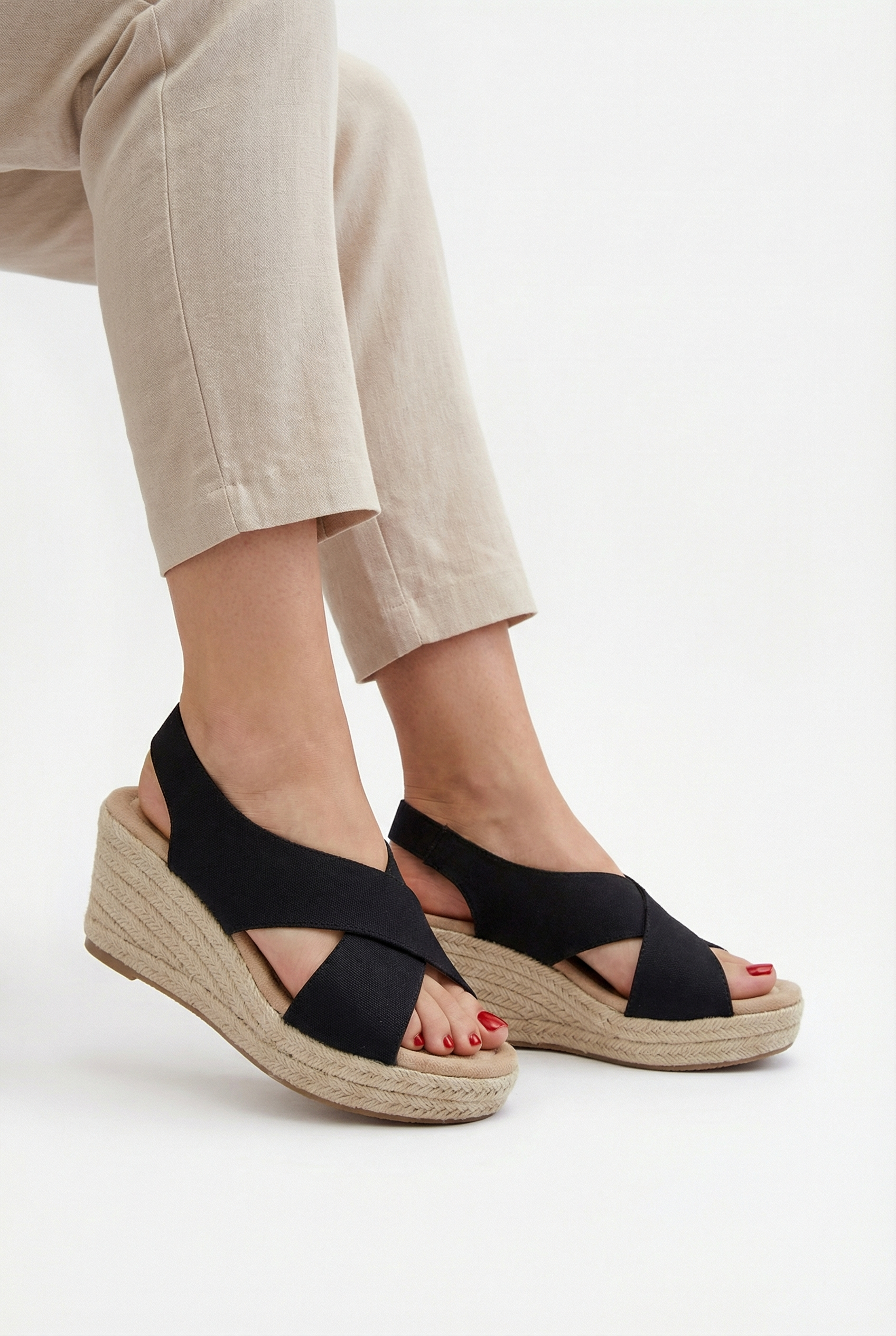 Sandalias Mujer Cuero Vegano Suela Acolchada Punta Abierta Correa Ajustable 1