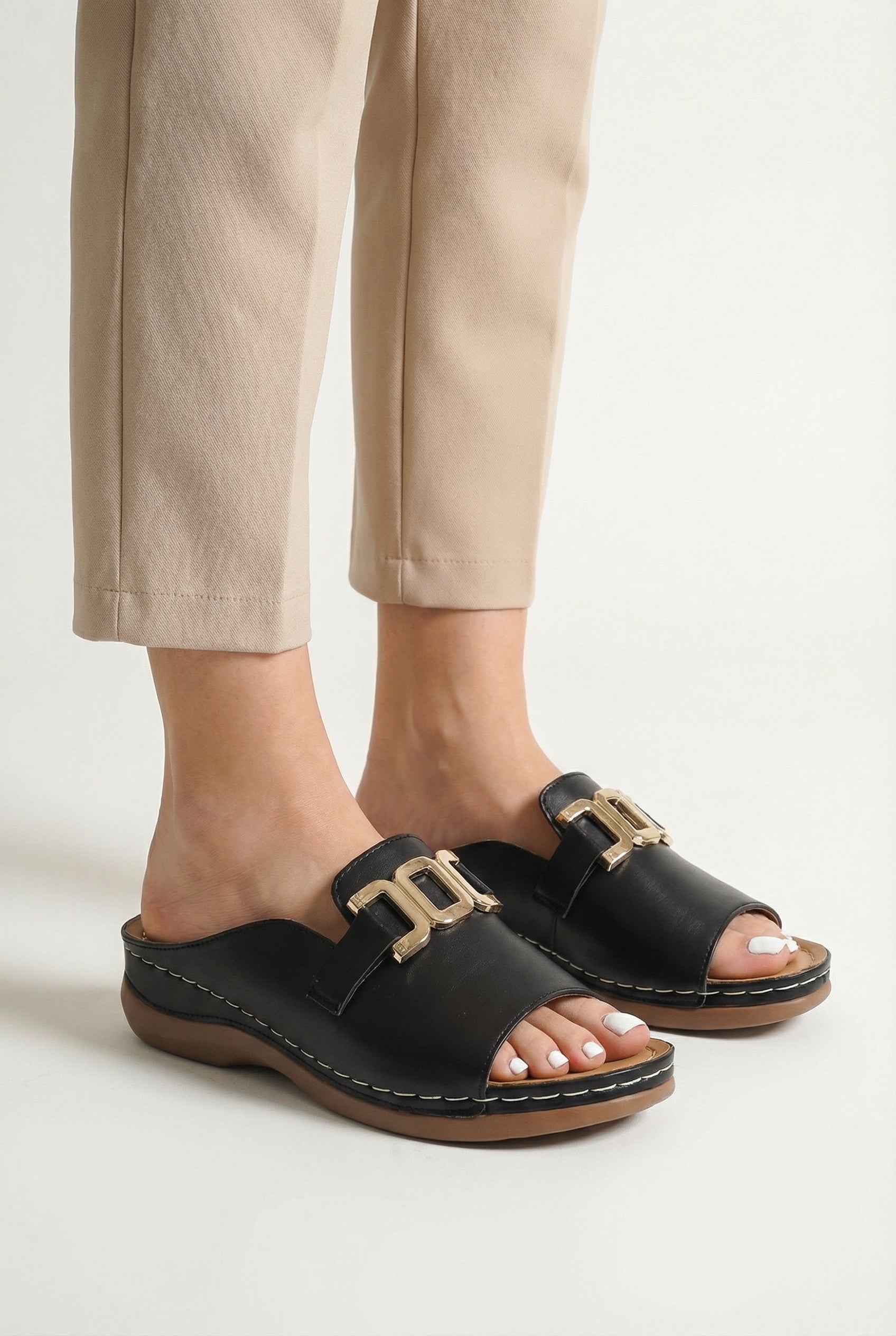 Sandalias Mujer PVC Punta Abierta Plantilla Acolchada Diseño Sin Cordones 5