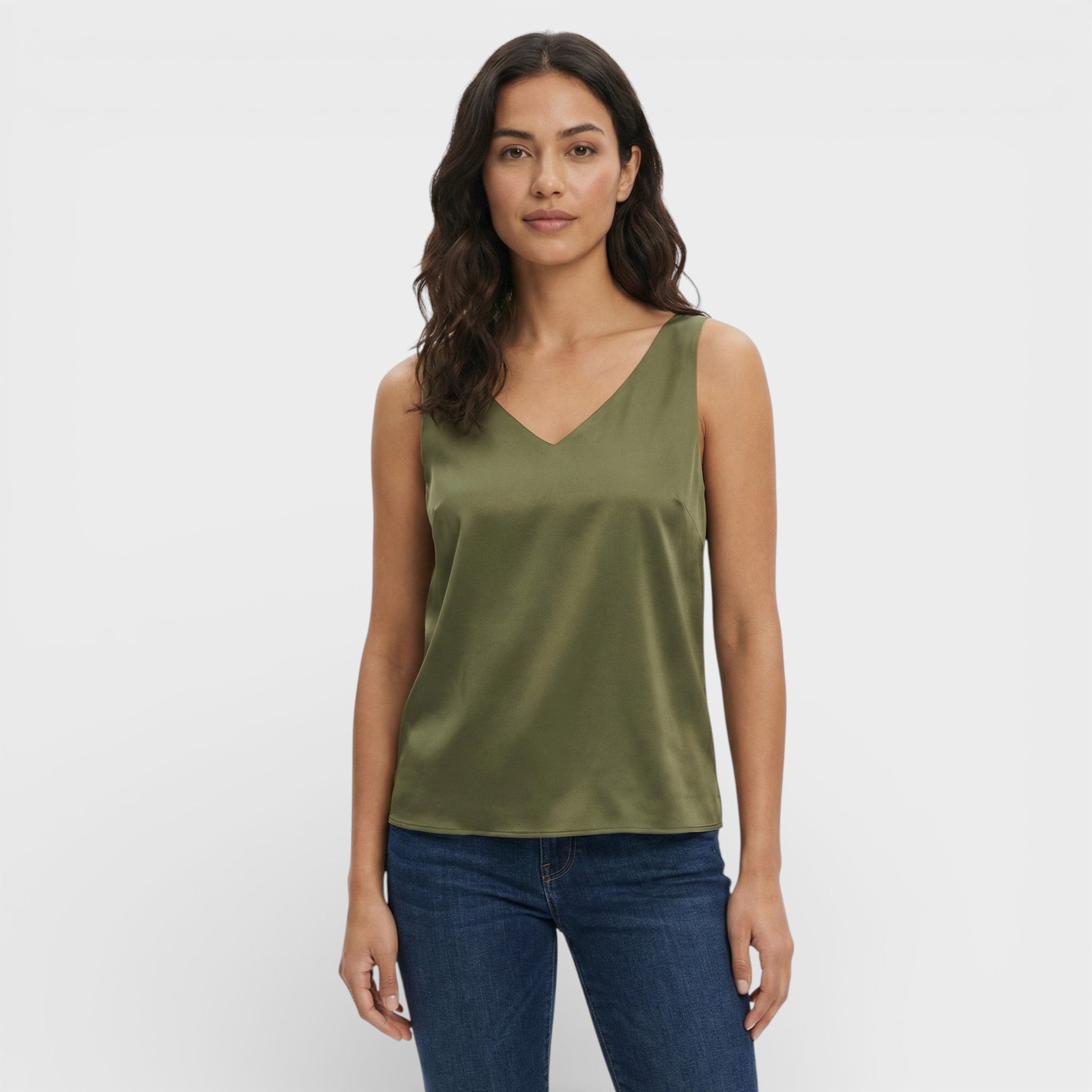 Top Mujer Camiseta Suave Escote en Pico Diseño Minimalista Casual 4