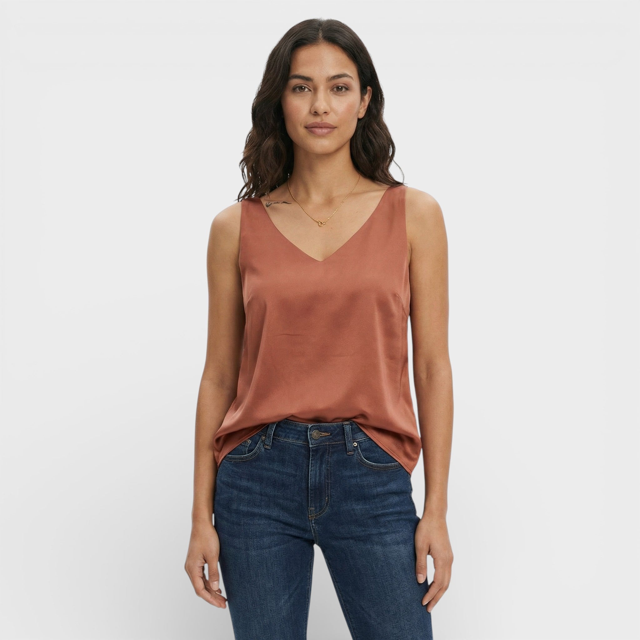 Top Mujer Camiseta Suave Escote en Pico Diseño Minimalista Casual 5