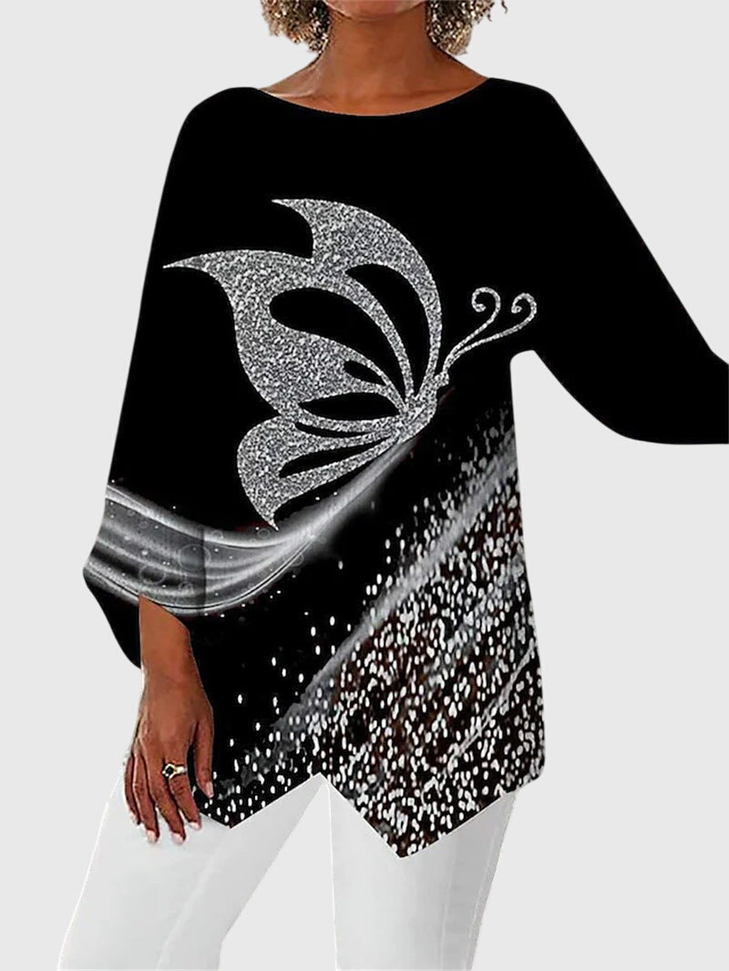 Top Mujer Camisetas Mujer Tela Ligera Cuello Redondo Diseño Estampado 0