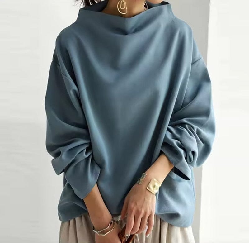 Top Mujer Cuello Alto de Silueta Relajada, Ideal para Ocasiones Informales y Elegantes 2