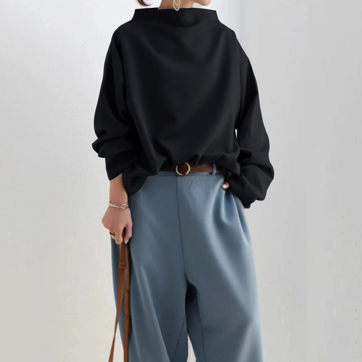 Top Mujer Cuello Alto de Silueta Relajada, Ideal para Ocasiones Informales y Elegantes 6