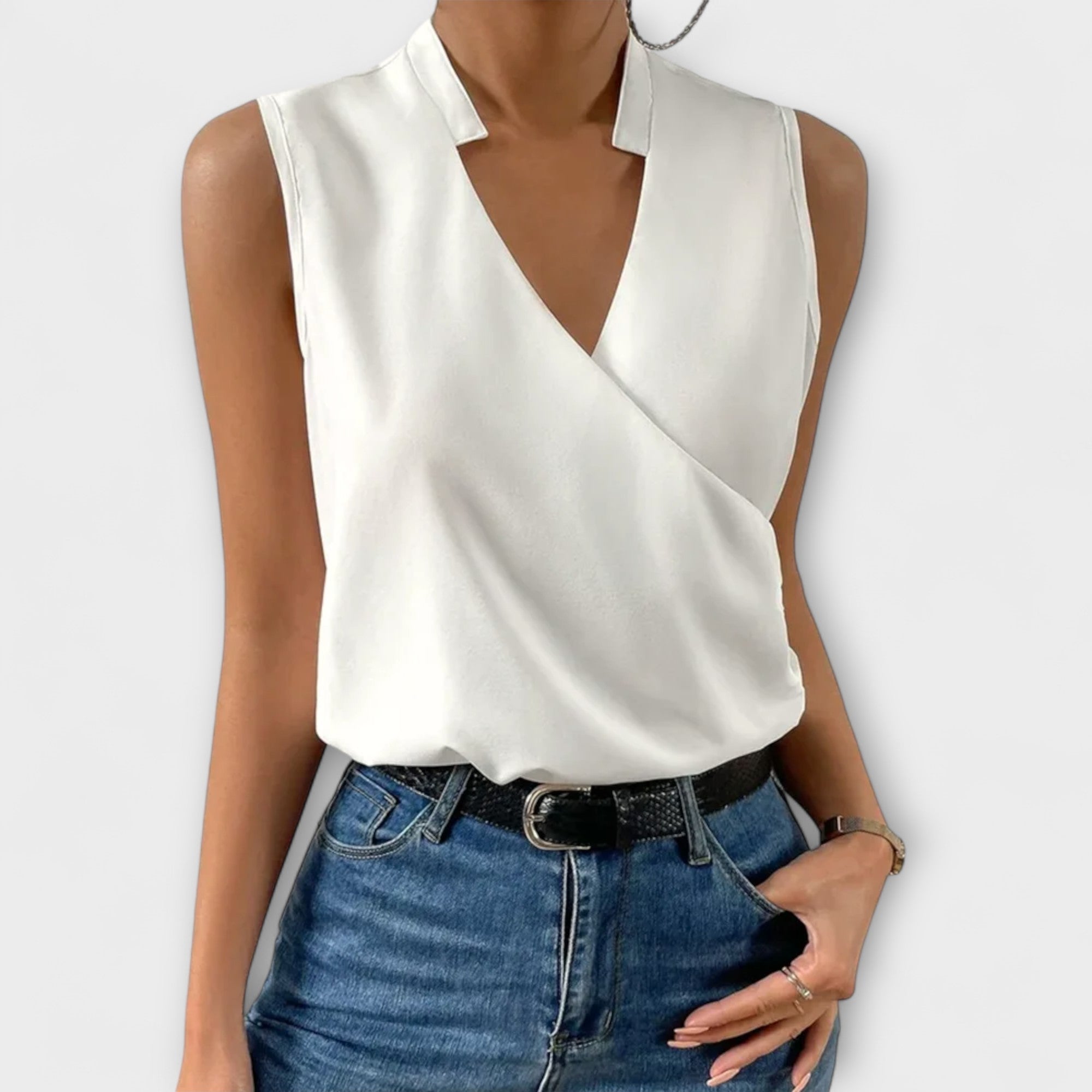 Top Mujer Viscosa Cuello en V Casual Ligero Transpirable Sin Mangas 0