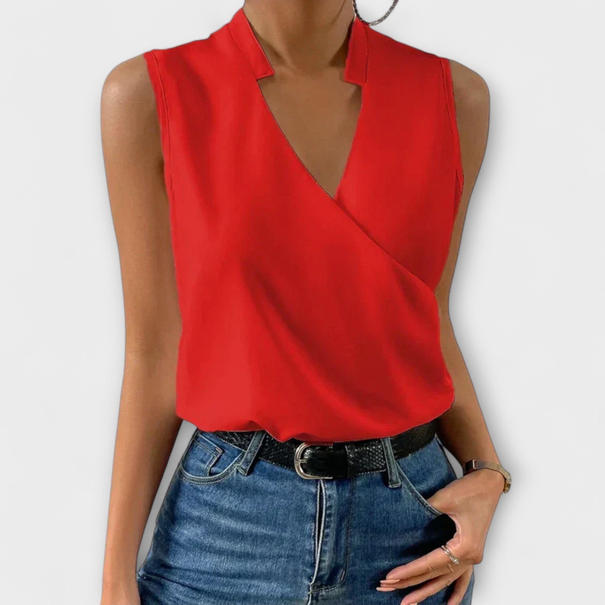 Top Mujer Viscosa Cuello en V Casual Ligero Transpirable Sin Mangas 3
