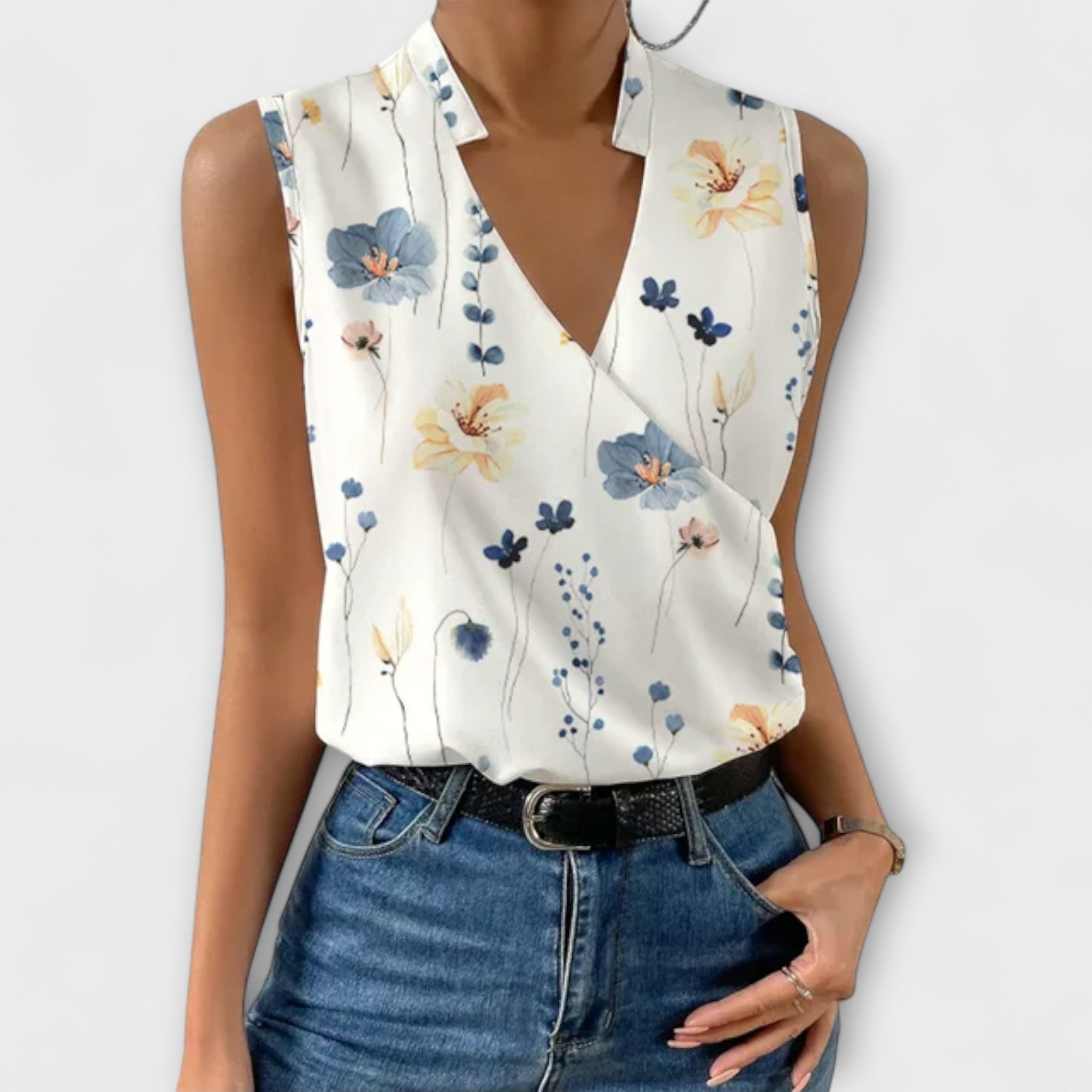 Top Mujer Viscosa Cuello en V Casual Ligero Transpirable Sin Mangas 4