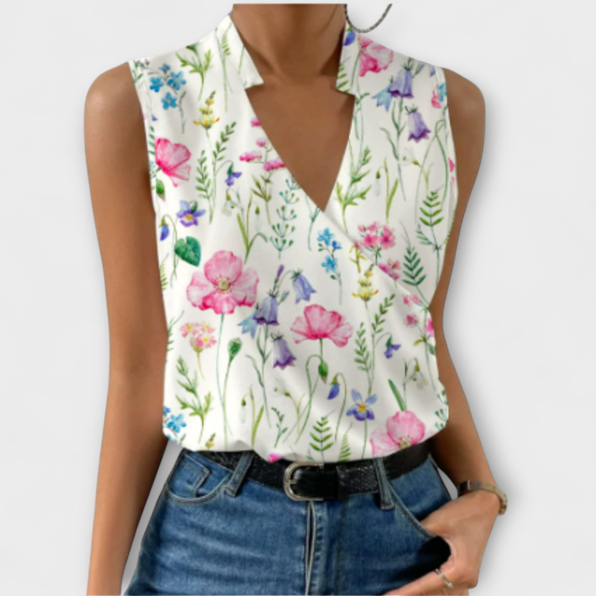 Top Mujer Viscosa Cuello en V Casual Ligero Transpirable Sin Mangas 6